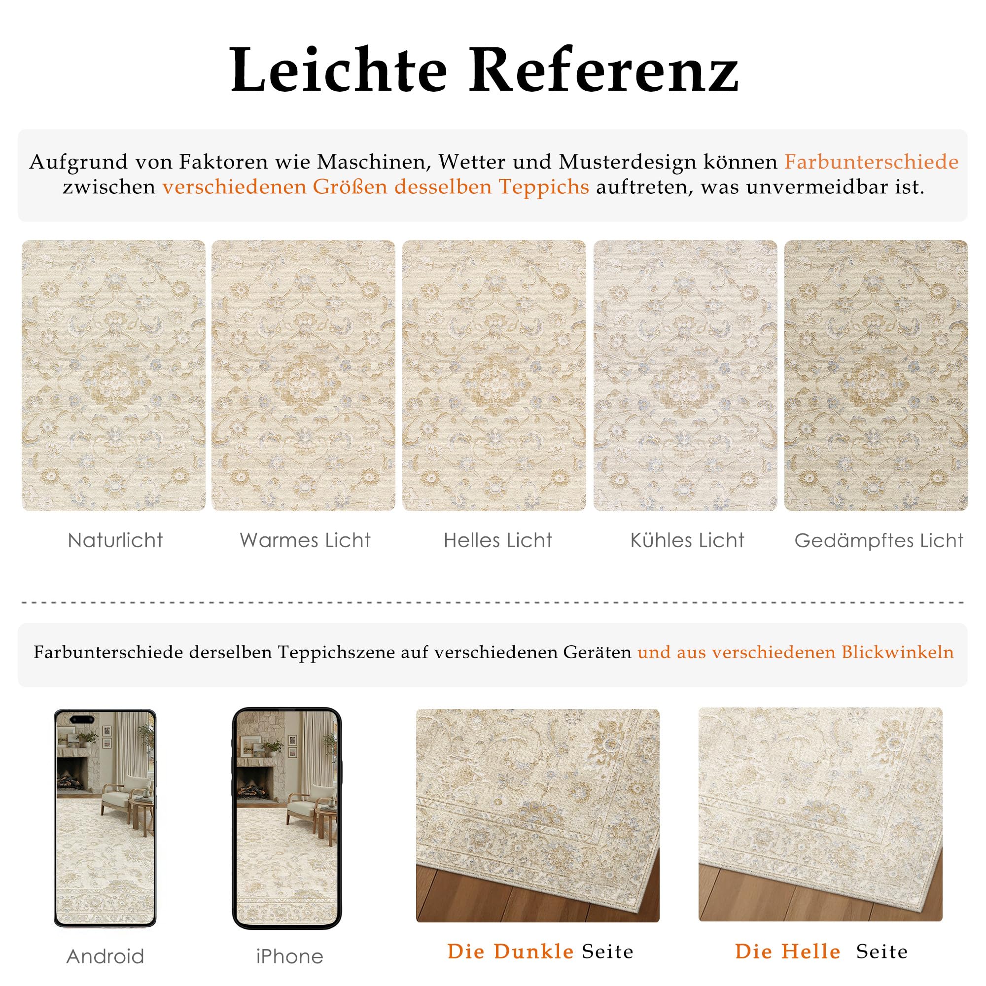 PureCozy Beige Vintage Teppich Wohnzimmer 200x300cm Wohnzimmerteppich Waschbarer rutschfest Weich Kurzflor Teppiche Kinderzimmer Schlafzimmer Esszimmer Carpet BüRo Bettvorlege Groß Rug