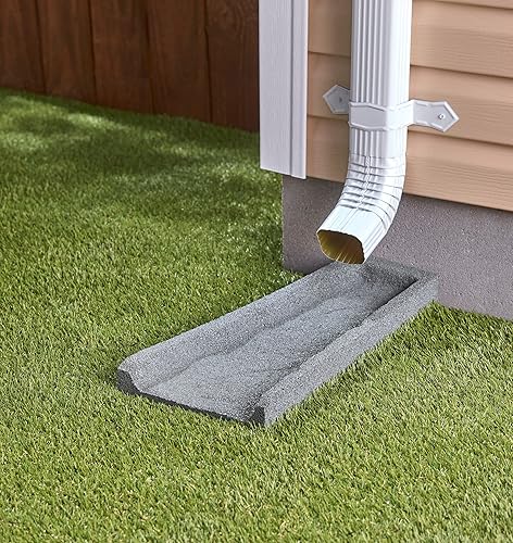 Miniatura 4 de Rubberific Bloque de salpicaduras de goma de alta calidad, protector contra la lluvia, extensor de drenaje texturizado de piedra (paquete de 3, gris)