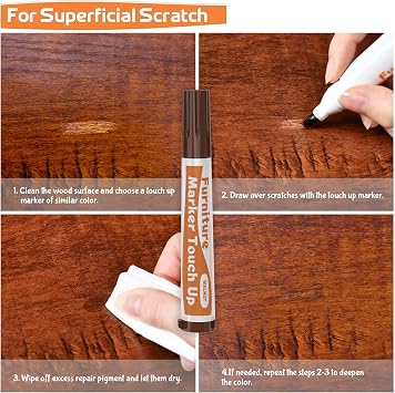 REALINN Wood Furniture Repair Kit- Set of 28 - Touch Up Markers