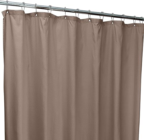 Miniatura 3 de Bath Bliss, Cortina de ducha de microfibra suave al tacto con diseño de diamante, color topo de 70 x 72 pulgadas, lavable a máquina, ojales