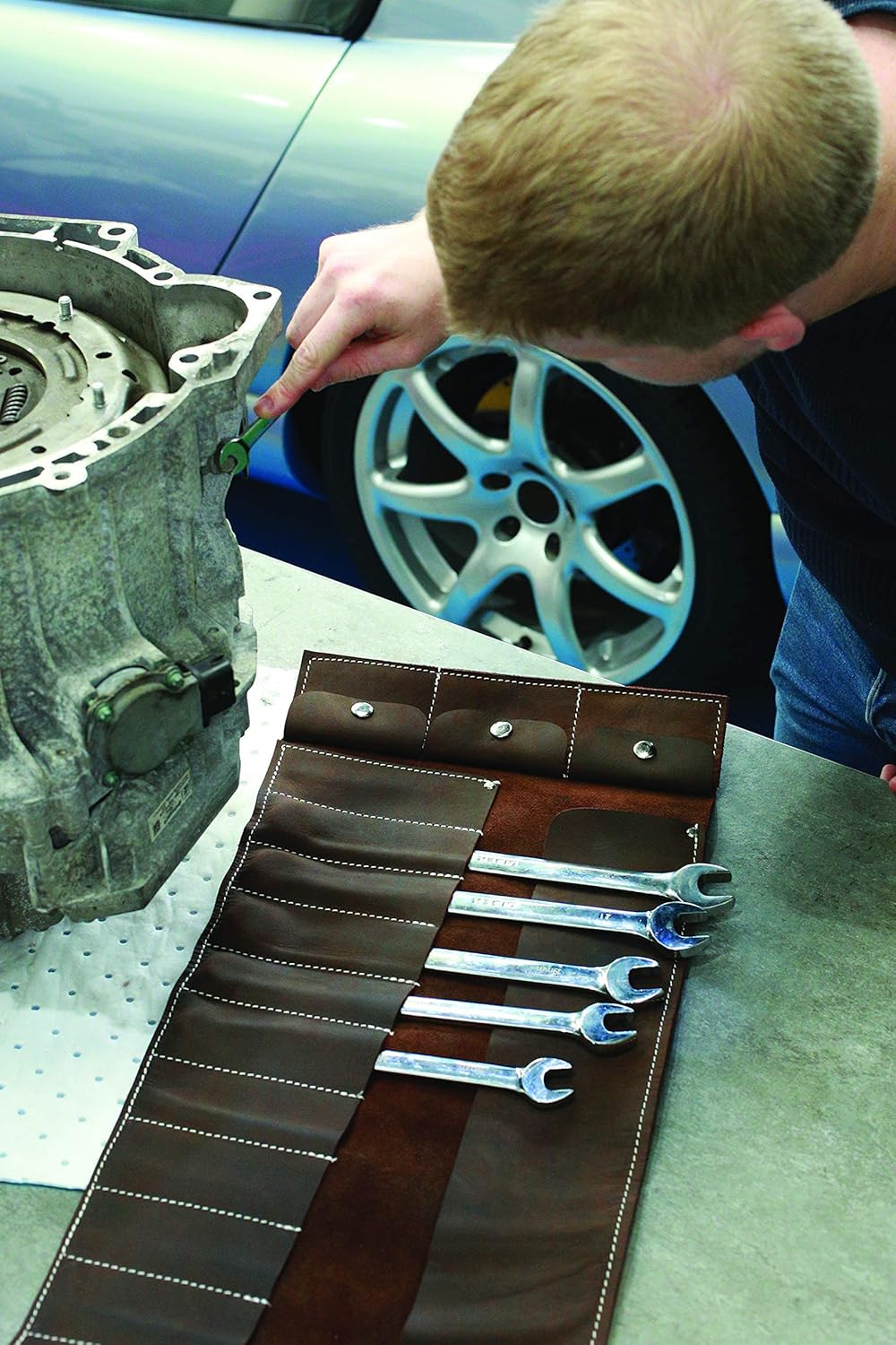 Gunson 77168 Leather Tool Roll Antique Finish 15 Pockets, Brown