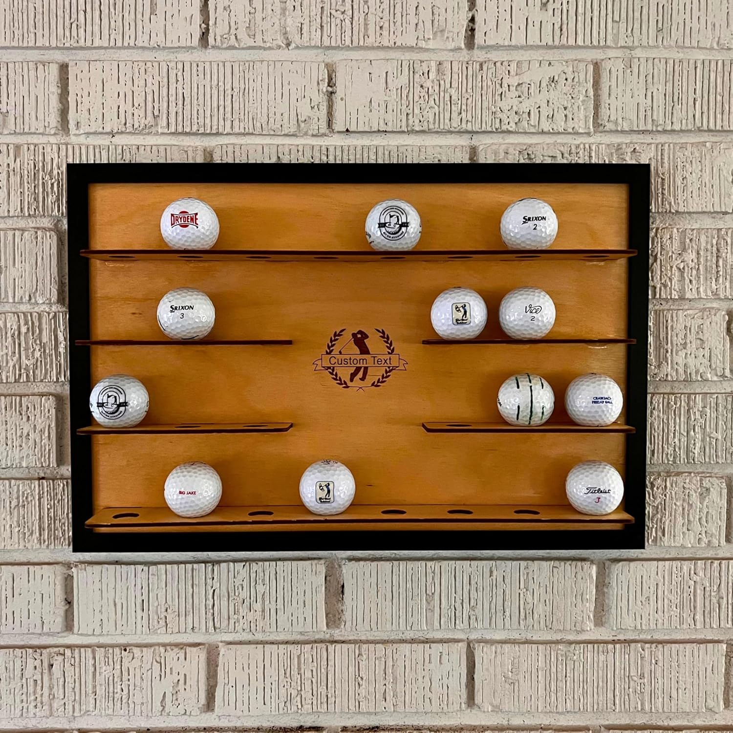 Customizable Golf Ball Display Frame - Holds 28 Balls - Wall Mounted - Unique Framed Decor Art, Gift for Golfer, Father's Day, Golf Trip