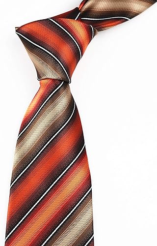 Vista 129 de Secdtie Corbata clásica de seda tejida jacquard a rayas para hombre Gris Negro