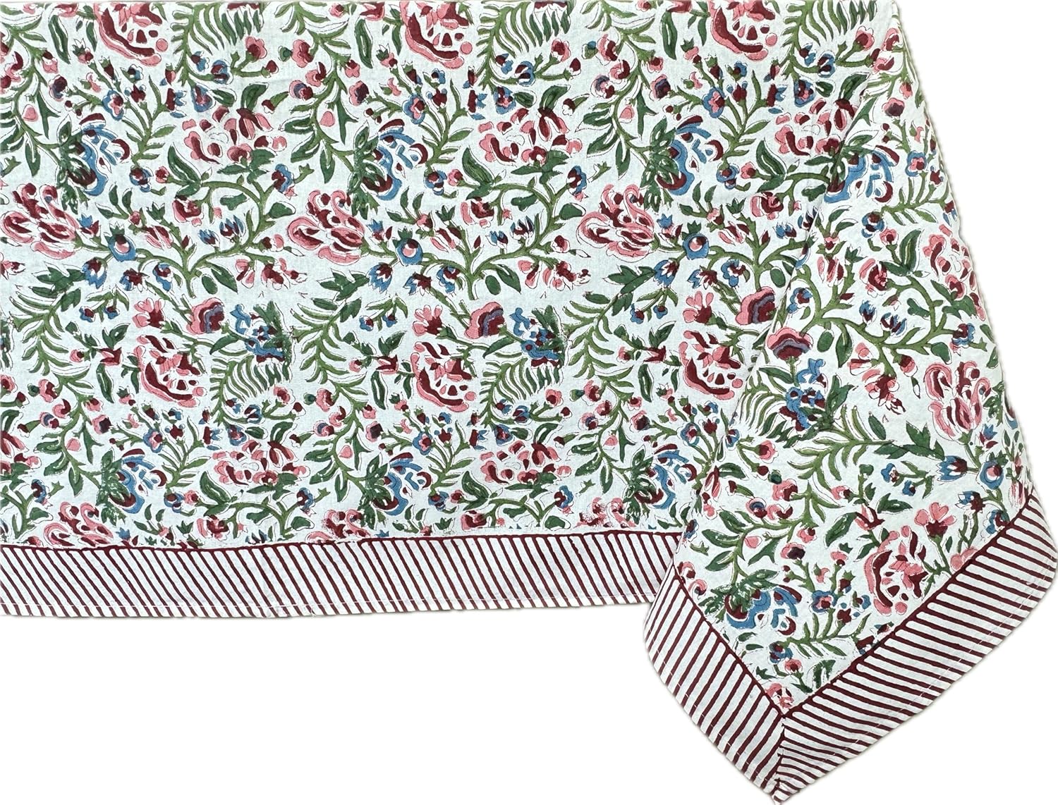 ATOSII Ambrosia 100% Cotton Square Boho Spring Summer Tablecloth, Handblock Floral Table Cloth Linen for Kitchen Dining Parties Wedding Outdoors Easter I 60 X 60 Inches I 4 Seater Ambrosia Floral 60" x 60" (Square)