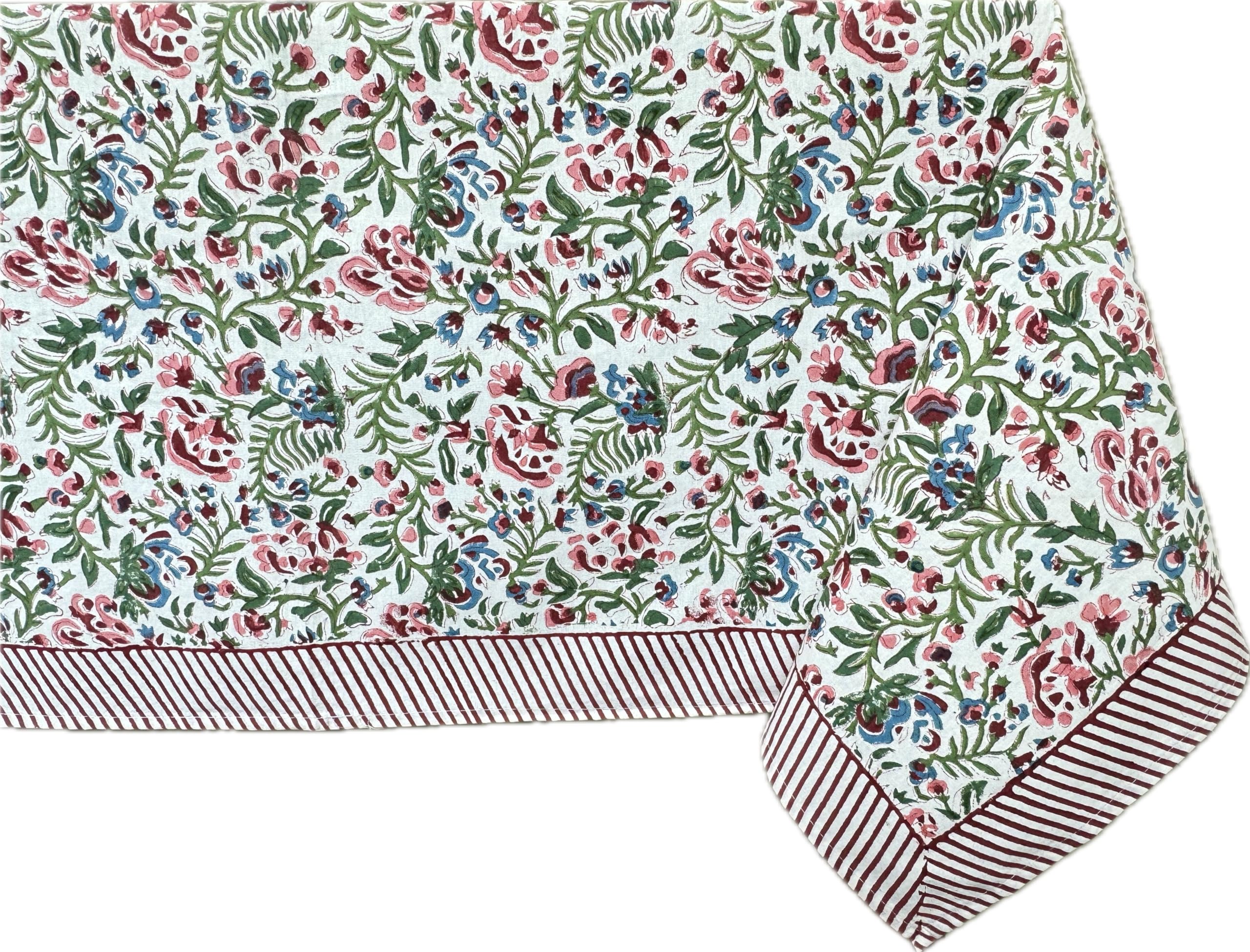 ATOSII Meraki - Mantel 100% Algodón, Estampado A Mano, Rectangular, Para Cocina, Comedor, Mantelería, Acción De Gracias, Navidad, Boda, Otoño, 72 X 108 Pulgadas, I 8 Plazas