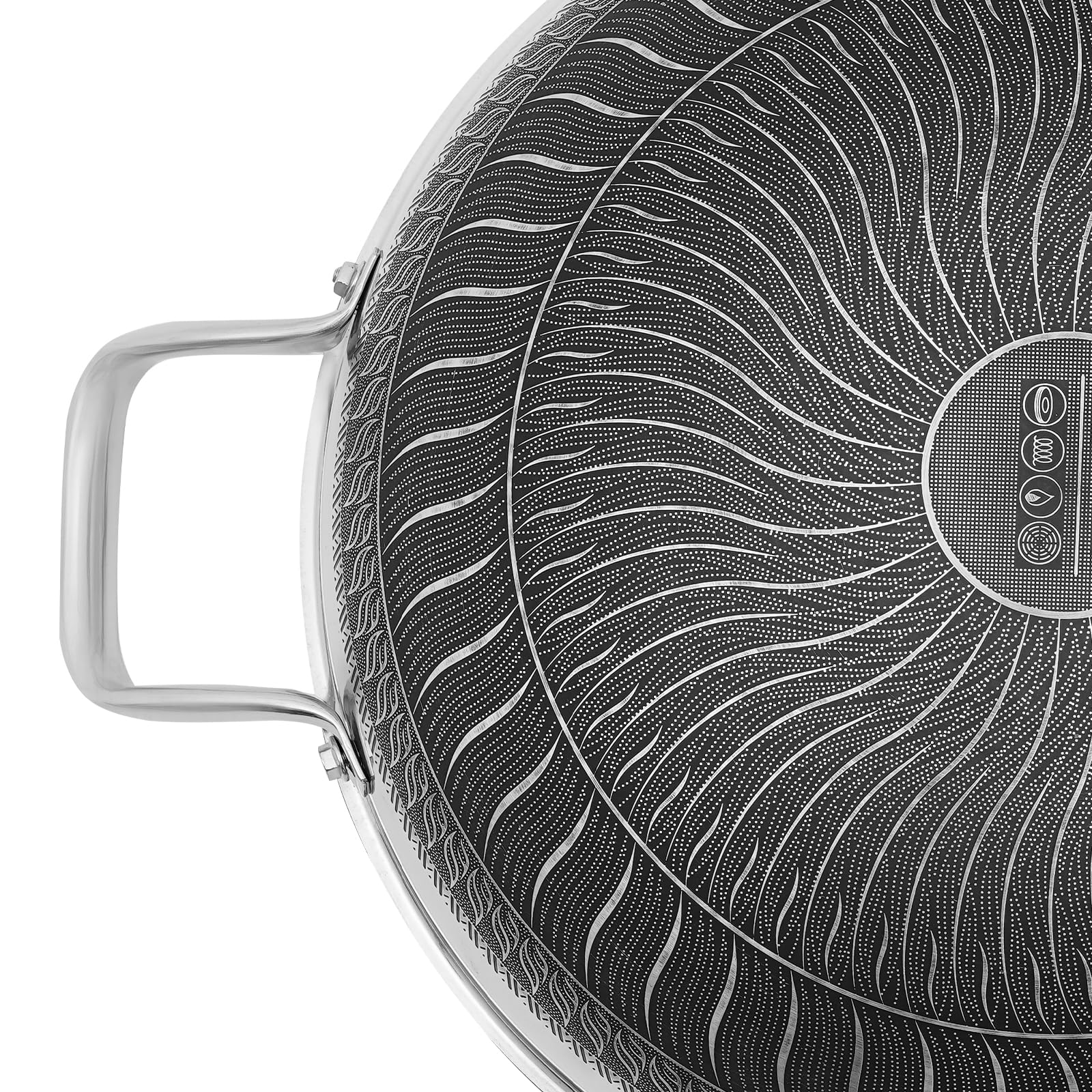 Padella antiaderente da 36 cm, in acciaio inox 410, diametro 13,98 pollici, profondità di 3,86 pollici, struttura a nido d'ape, padella interna senza rivetti