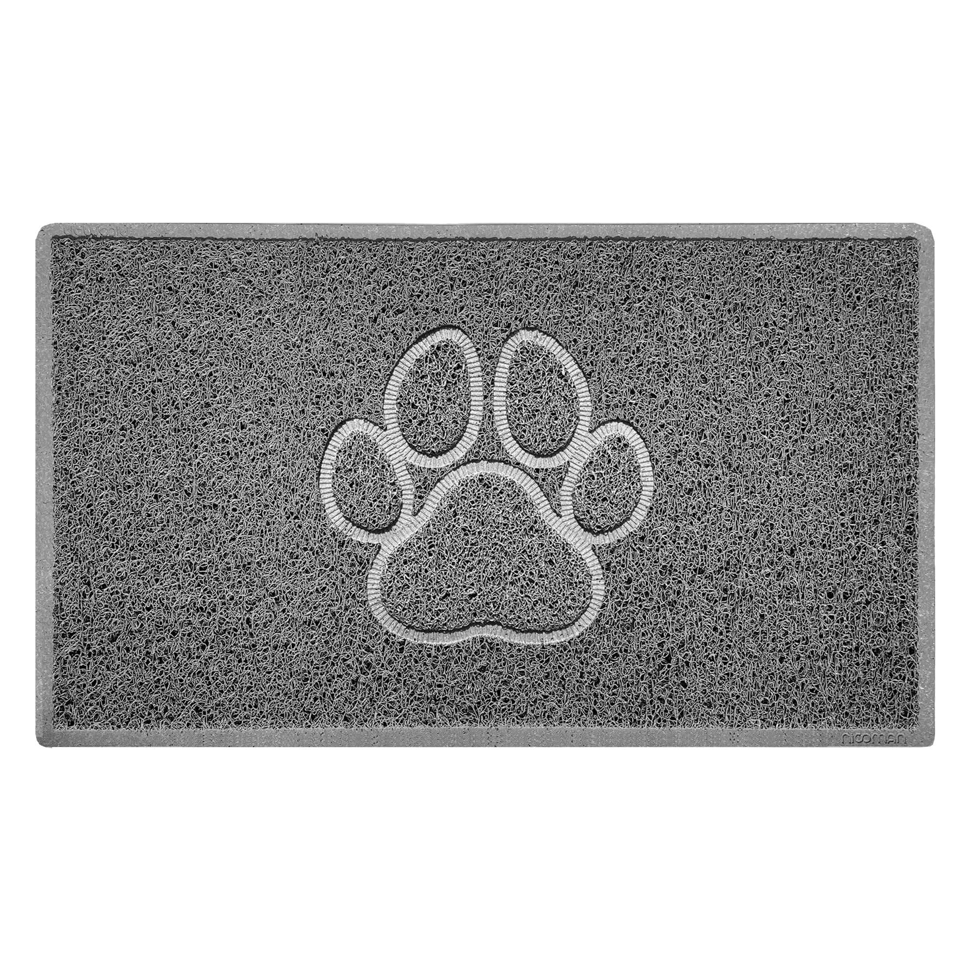 Nicoman Grey "Paw Print" Embossed Loofah Textured Spaghetti Door Mat - 75Cm X 44Cm - Yes (Suitable For Indoors)