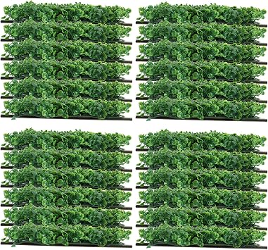 Yaegoo 24-Pack 10"x10" Artificial Boxwood Hedge Mat UV Privacy Fence Screen Greenery Panel Outdoor Decor,Garden,Pawn