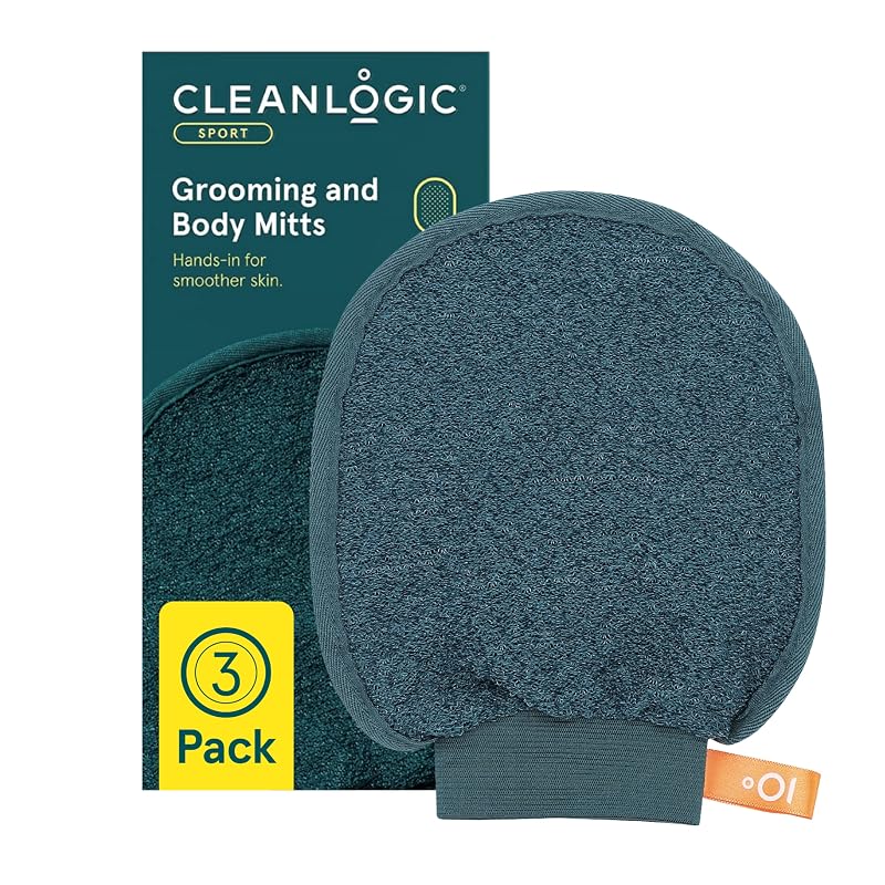 Cleanlogic Sport Luva Esfoliante para Rosto e Corpo, Cores Sortidas, Pacote com 3