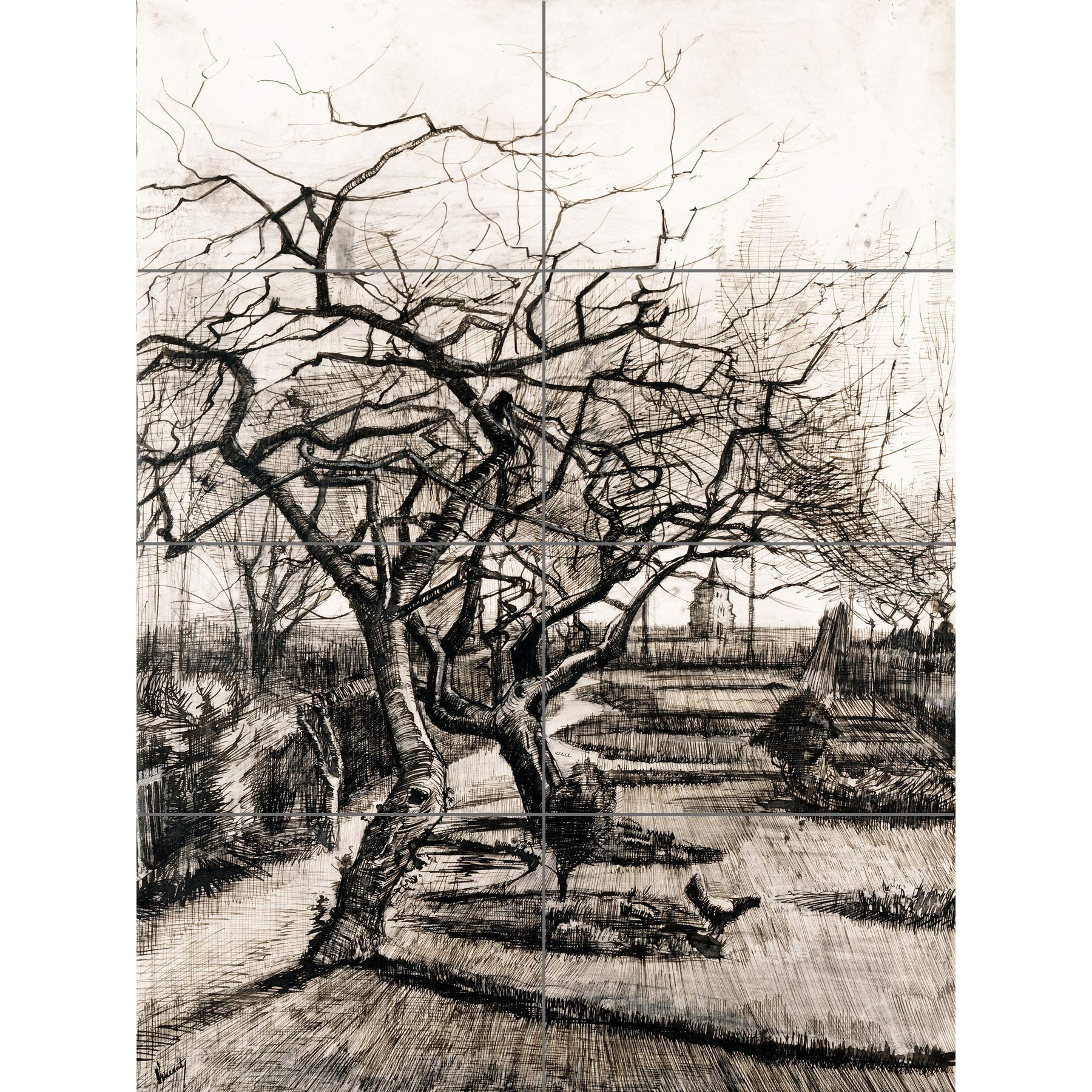 Artery8 Vincent Van Gogh The Parsonage Garden At Nuenen In Winter XL Giant Panel Poster (8 Sections)