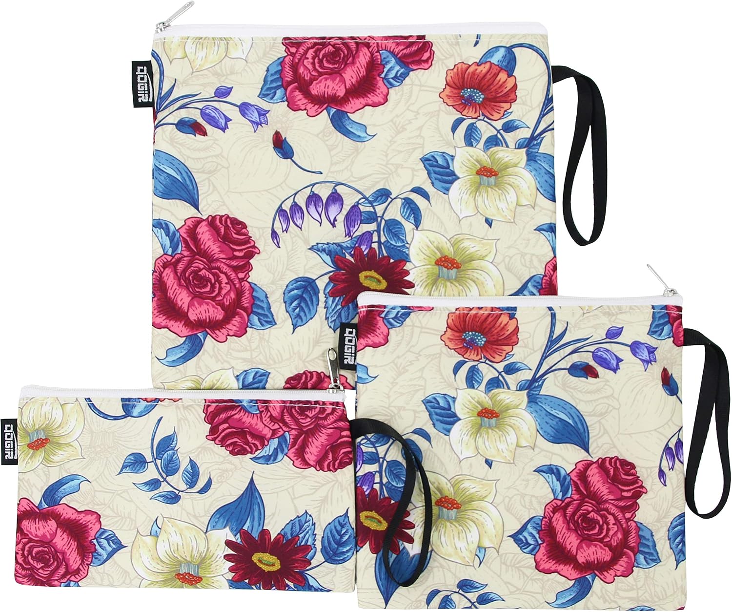 QOGiR Double Layer Reusable Snack Bags and Sandwich Bags with Handle (Flower)