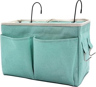 Bedside Caddy Bedside Hanging Storage Basket Multi-Function Organizer Caddy for Bunk and Hospital Beds Dorm Rooms Bed Rails, Can be Placed Glasses Books Mobile PhonesGreen