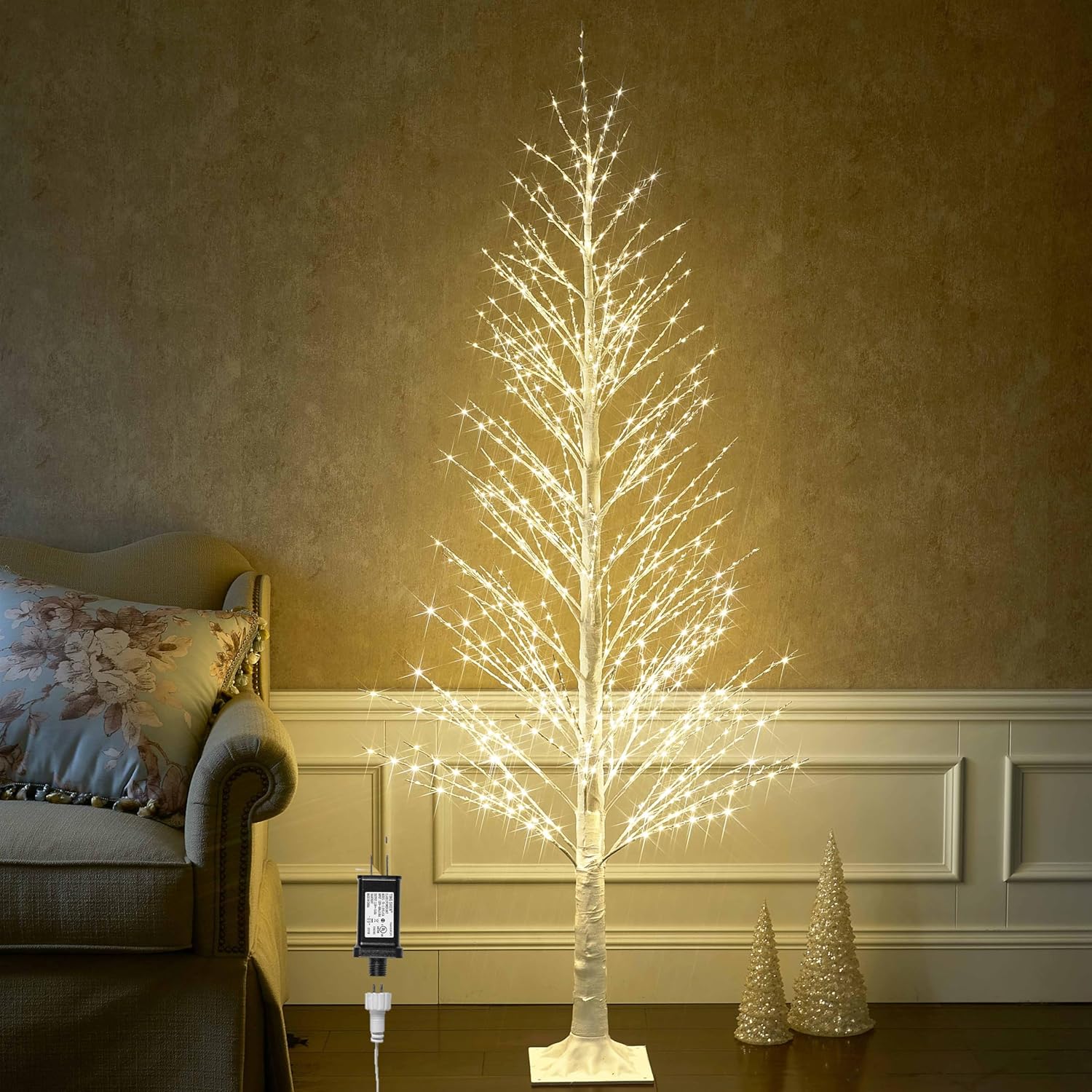Hairui Lighted Twig White Alpine Tree with Fairy Lights 6FT 810 LED for Indoor Outdoor Home and Christmas Holiday Decoration 6FT White Alpine Tree
