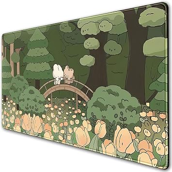 DSKGSJH Anime Orman Masa Mat , Sevimli Ye il Fare Altl , Kawaii Estetik Tam Masa st  Pedi XXL Oyun Mousemat XL, Geni letilmi  Kore Hayvanlar  Ay  Tav an  Klavye Mat B y k 90 x 40 cm Kaymaz ve Diki li