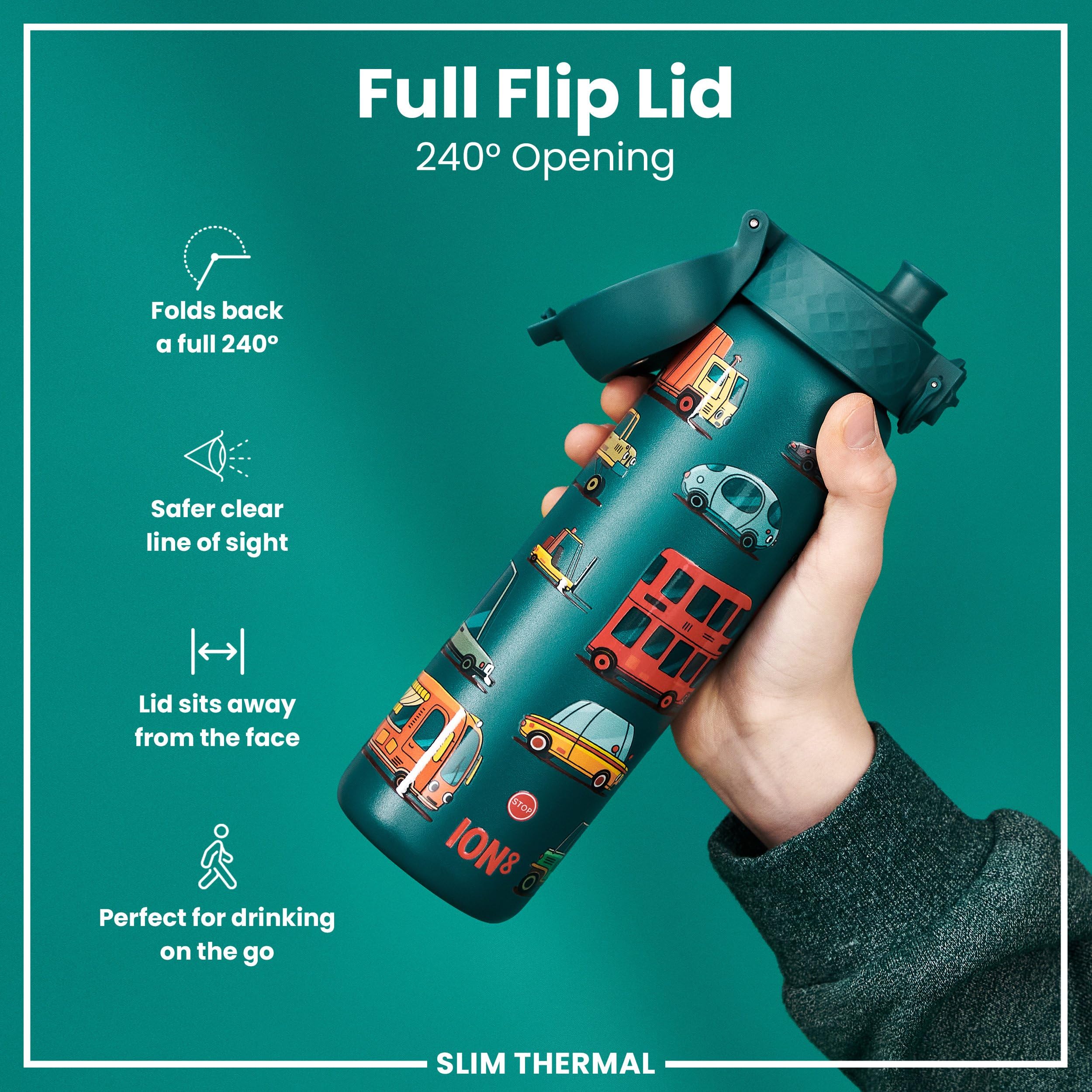 ION8 Vacuum Insulated Steel Water Bottle, 500 ml/17oz, Leak Proof, Easy to Open, Secure Lock, Dishwasher Safe - Image 4
