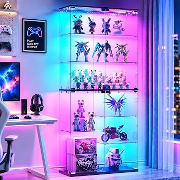 Dystler Full Glass Display Cabinet RGB Lights Beautiful for Collectibles