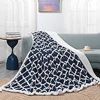 Vista 1 de Basic Beyond Manta de forro polar, suave, acogedora, color azul marino, con diseño jacquard 3D para sofá, cama, viajes, campamento, azul marino, 50