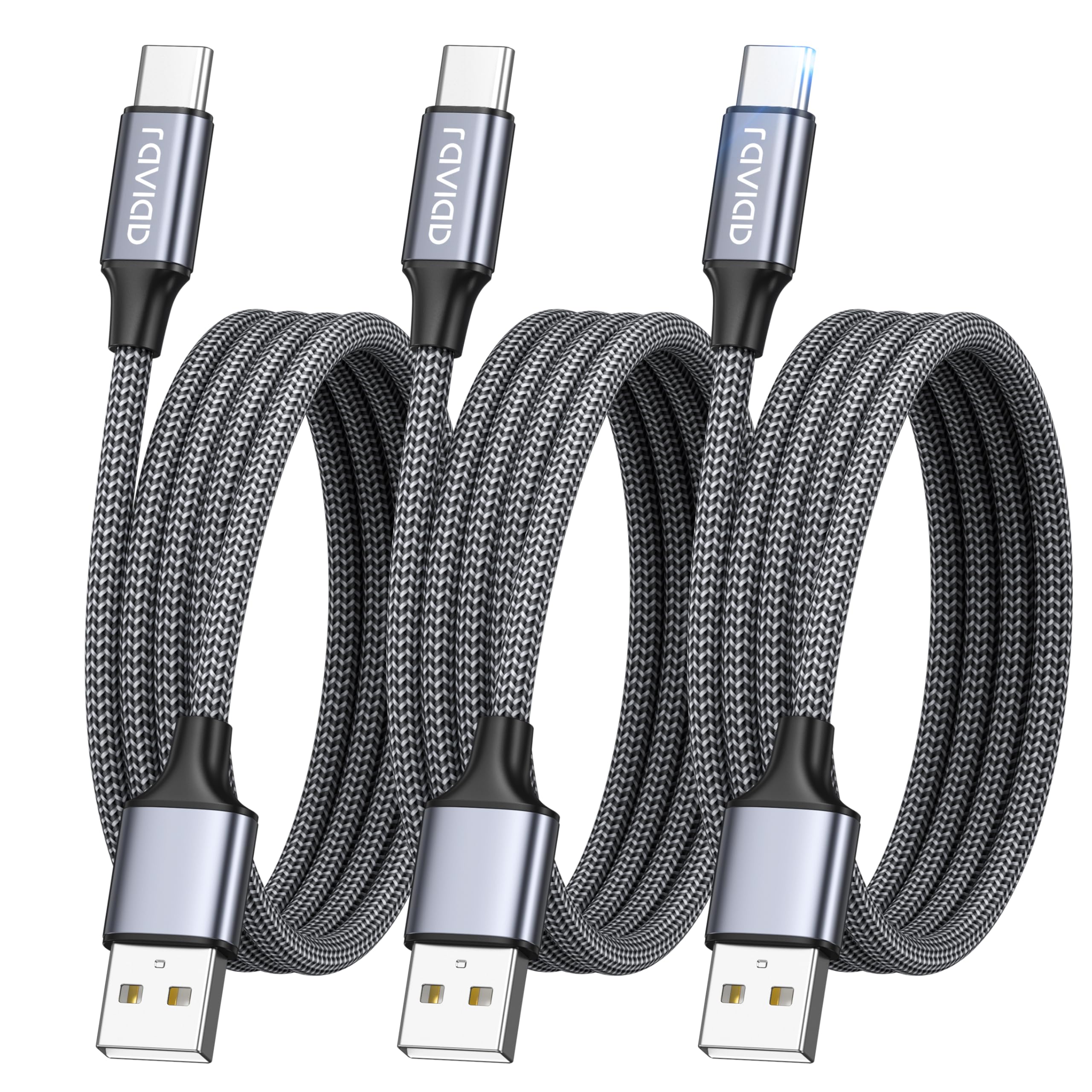 RAVIAD Cavo USB Type-C [3Pezzi, 3m] Cavo USB C Ricarica Rapida 3A QC 3.0 Nylon Intrecciato Cavo Ricarica USB C per Samsung Galaxy S25/ S24/ S23/ S22/ S21, iPhone 17 16 15 Pro Max Plus, P60 P50, Pixel