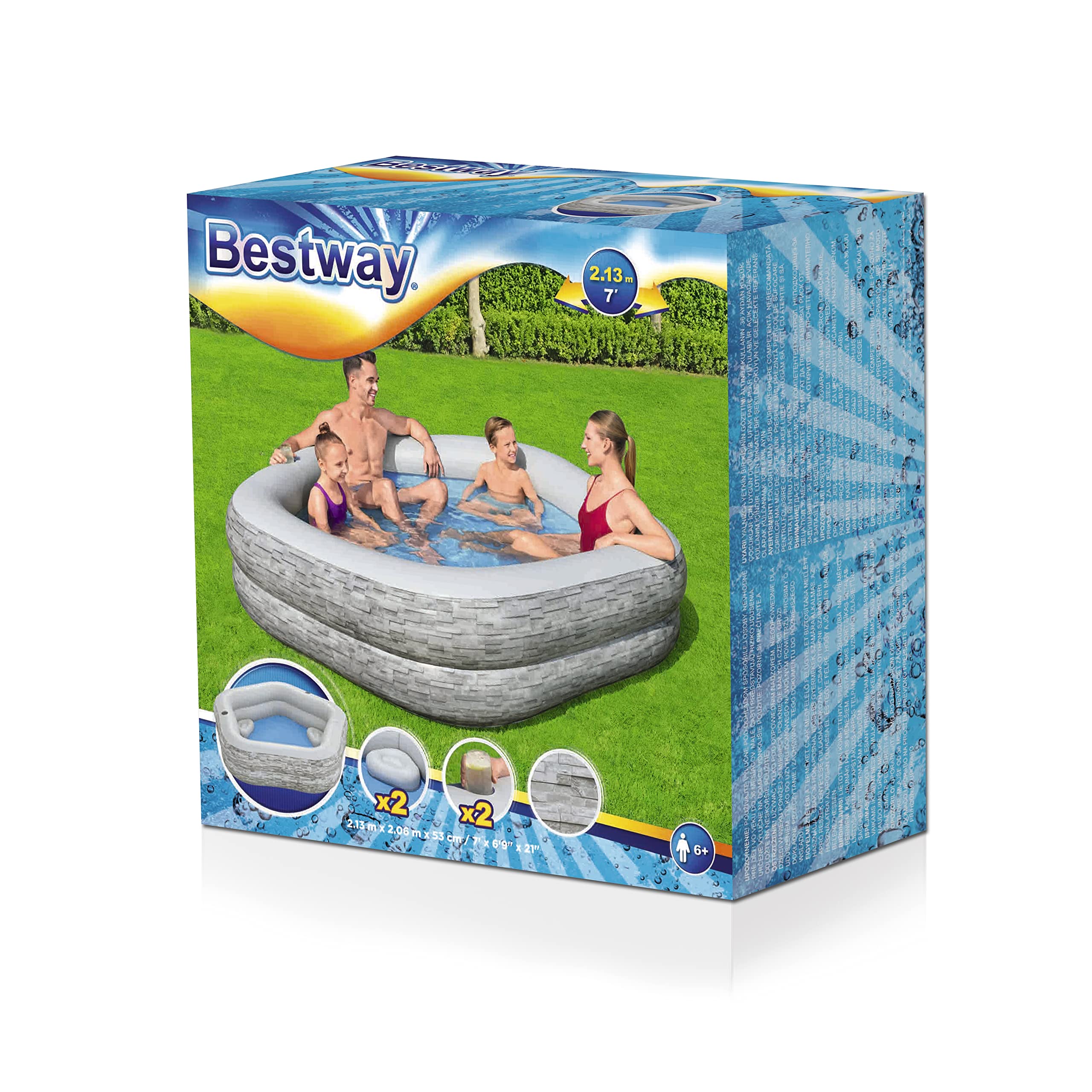 nadmuchiwany basen Bestway Szary 213 x 206 x 53 cm