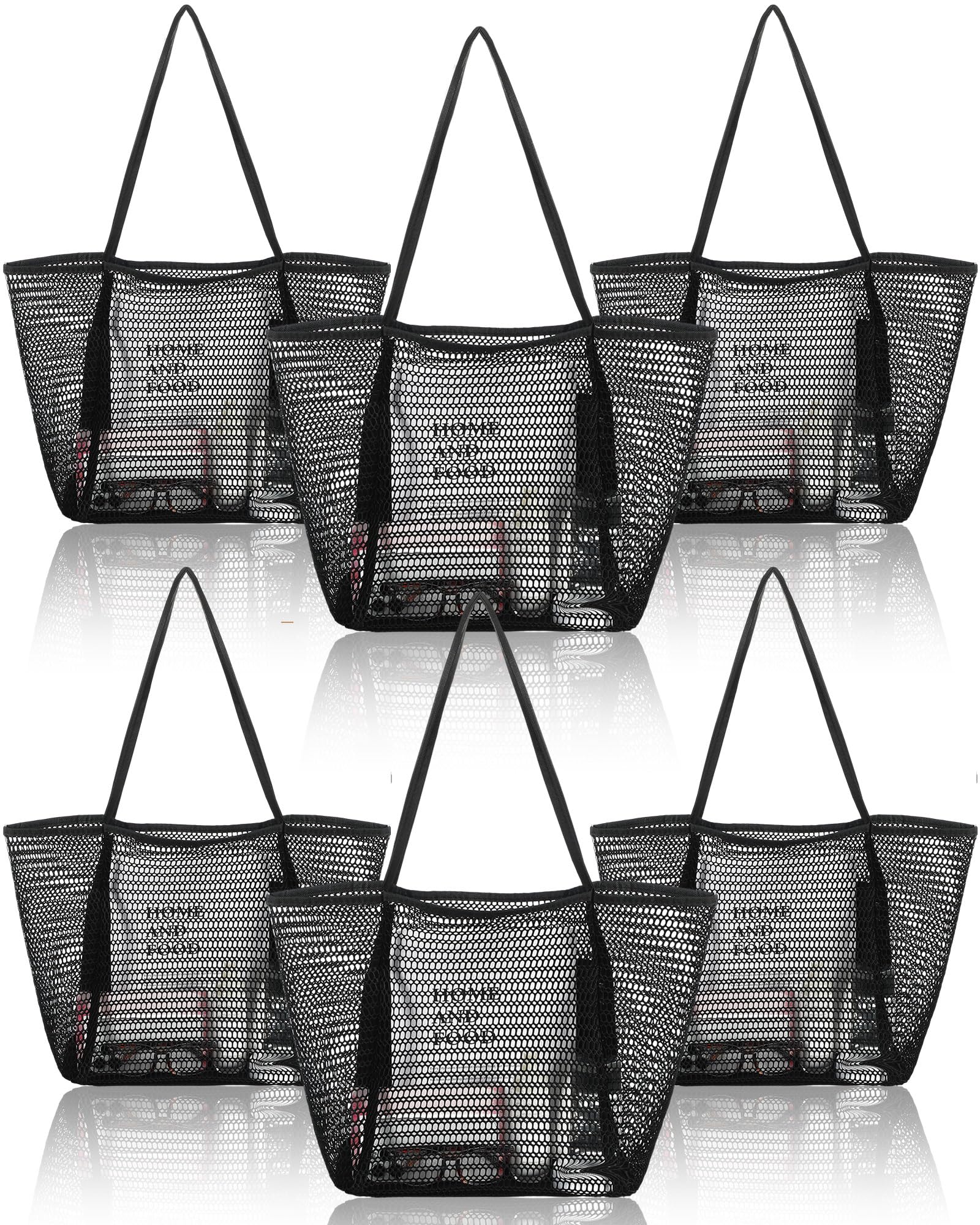 Lot de 6 sacs fourre-tout de plage en maille pour femme - Imperméable - Résistant au sable - Pour voyage, vacances, shopping, pique-nique