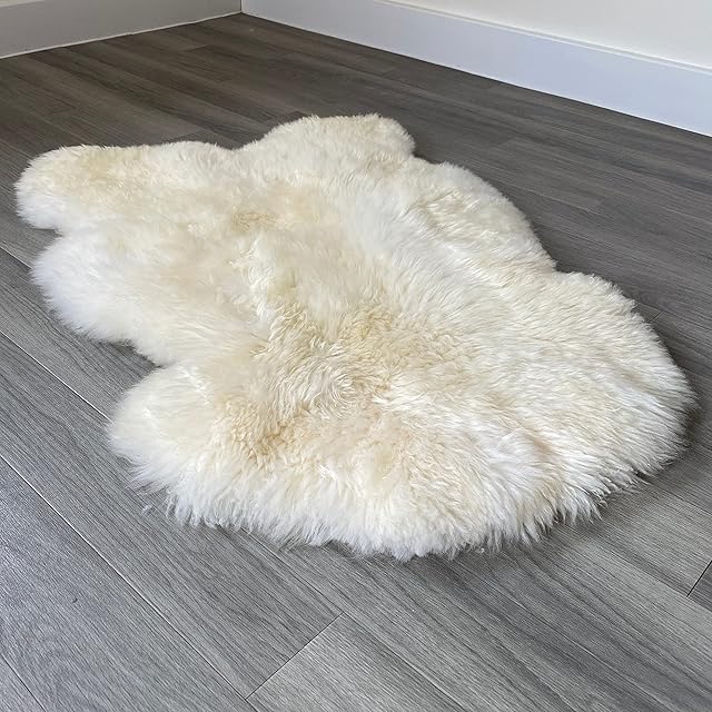 Genuine Colourful Sheepskin Rug | Extra Thick Large Sheepskin Rugs (Natural, Single 95x60cm)