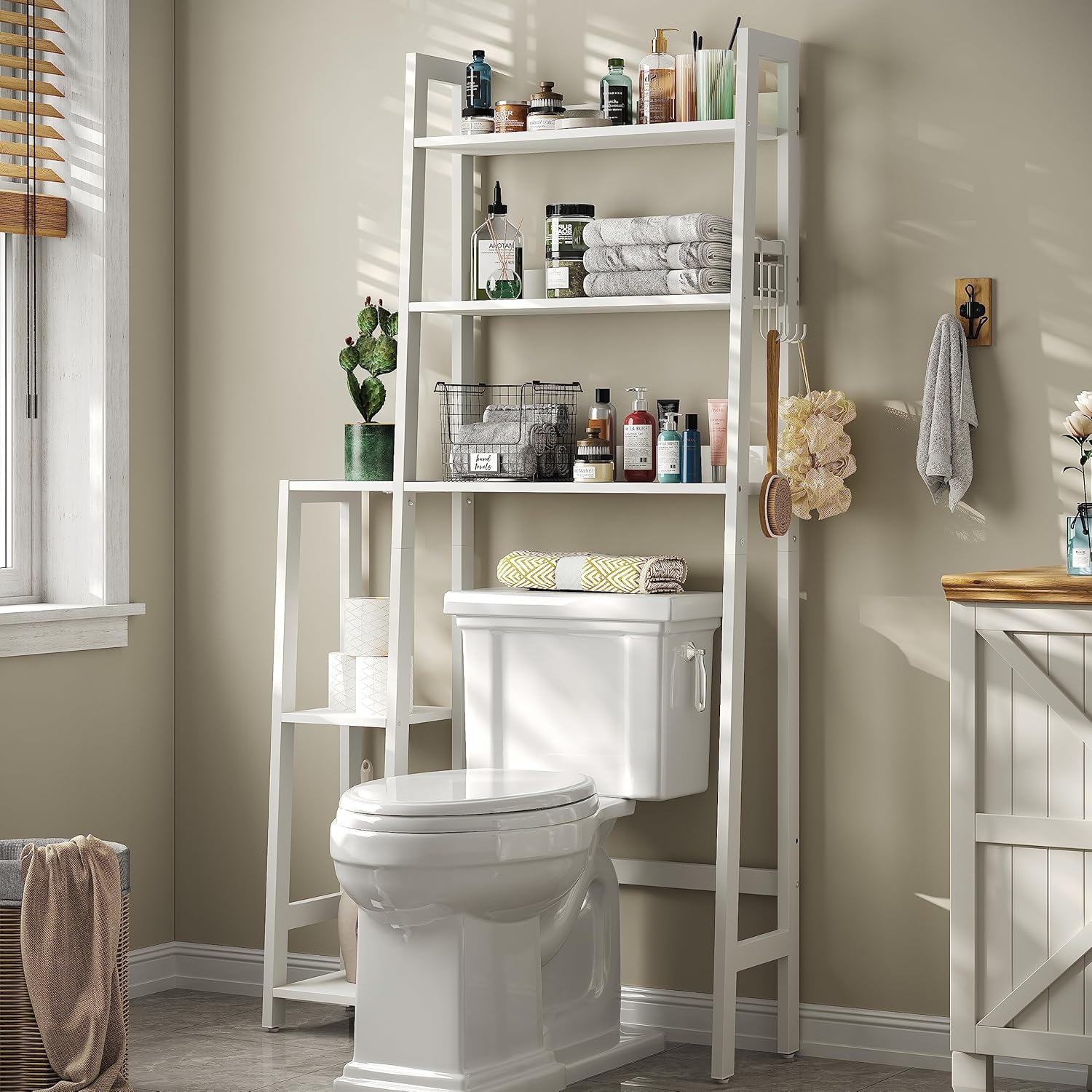 Furniouse Over The Toilet Storage, 6Tier OverTheToilet Rack Bathroom Space Saver