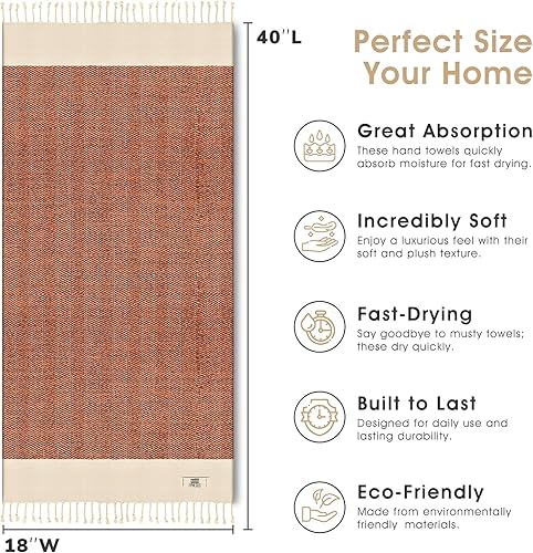 Miniatura 4 de EPHESUS TOWELS Juego de 2 toallas de mano, 18 x 30 pulgadas, algodón turco, toalla de mano turca en espiga para baño, cocina, invitados, cara,