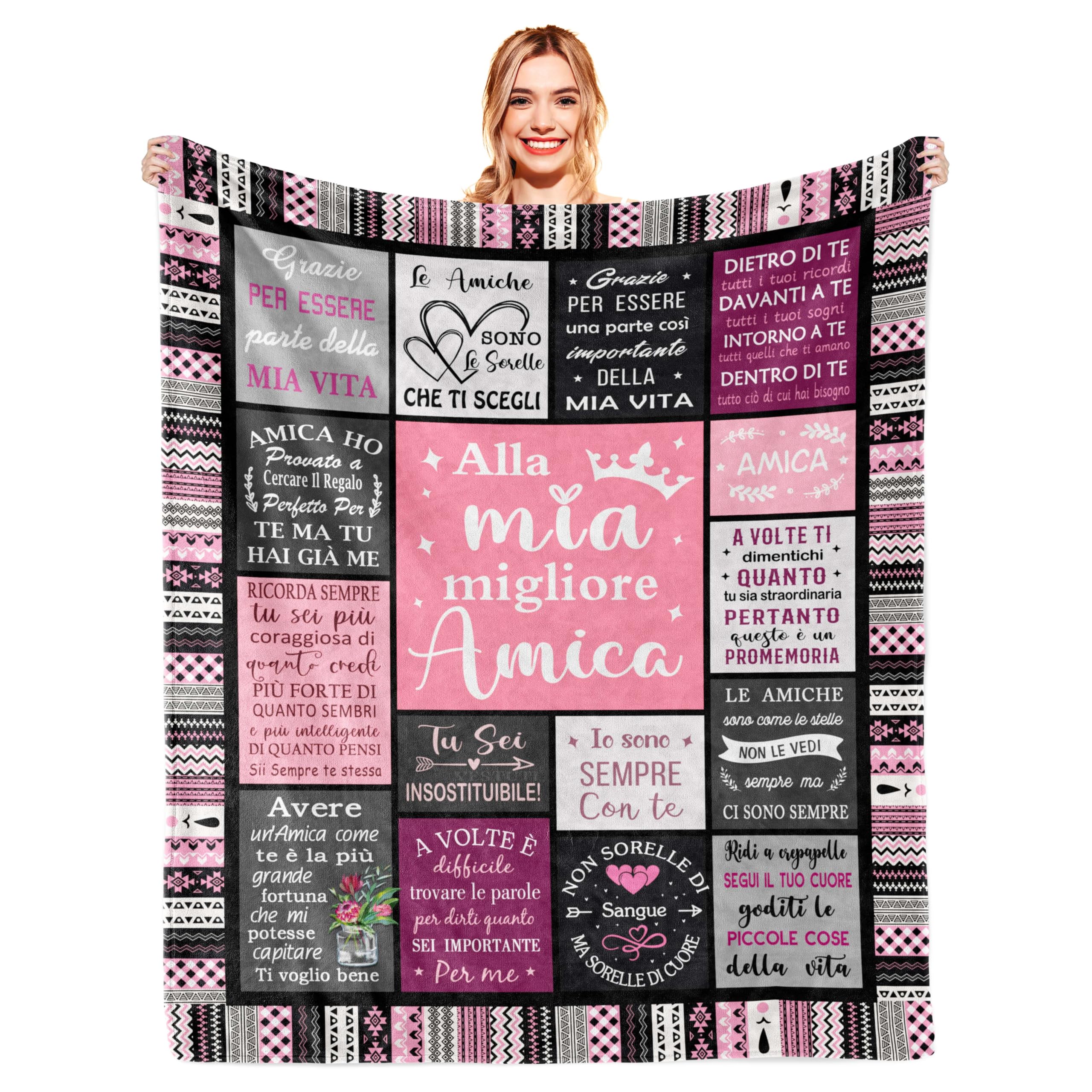 Regalo Amica, Regalo Migliore Amica Compleanno, Regali Divertenti per un Amica Speciale Originale, Idee Regali Originali per Amiche Rappresentante di Classe Donna, Amicizia Coperta 150x130CM