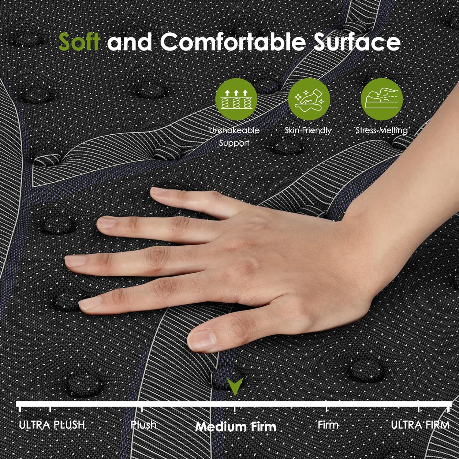 King Size Mattress 12 Inch, Hybrid King Mattress in a Box for Couples and Master Bedroom, Medium Firm Support with Pocketed Coils for Back Pain Relief, CertiPUR-US Certified, 80''x76'', Black