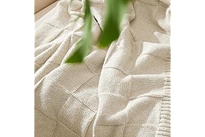 Oversized Chunky Knitted Beige Checkered Blanket