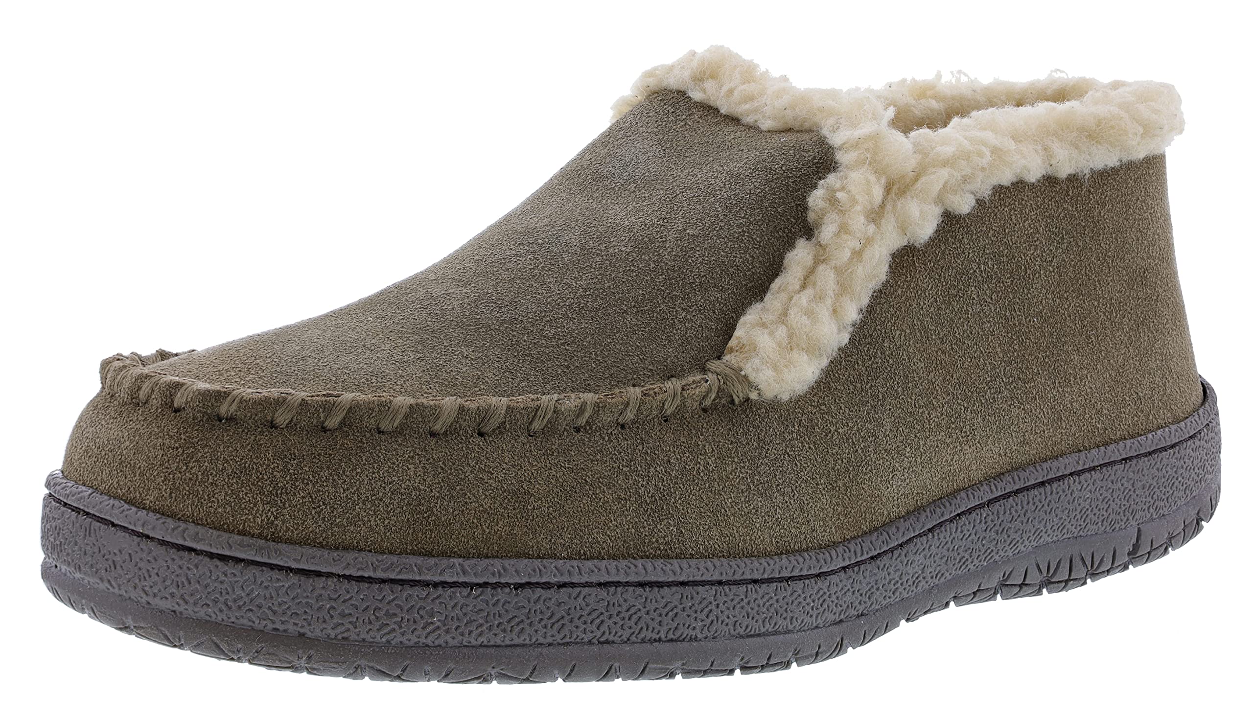 Clarks Men's Suede Leather Sherpa Lined Ankle Bootie Slippers, JMH1952 - Indoor/Outdoor Slip-Ons - Comfy & Durable Ankle Boots with Plush Lining