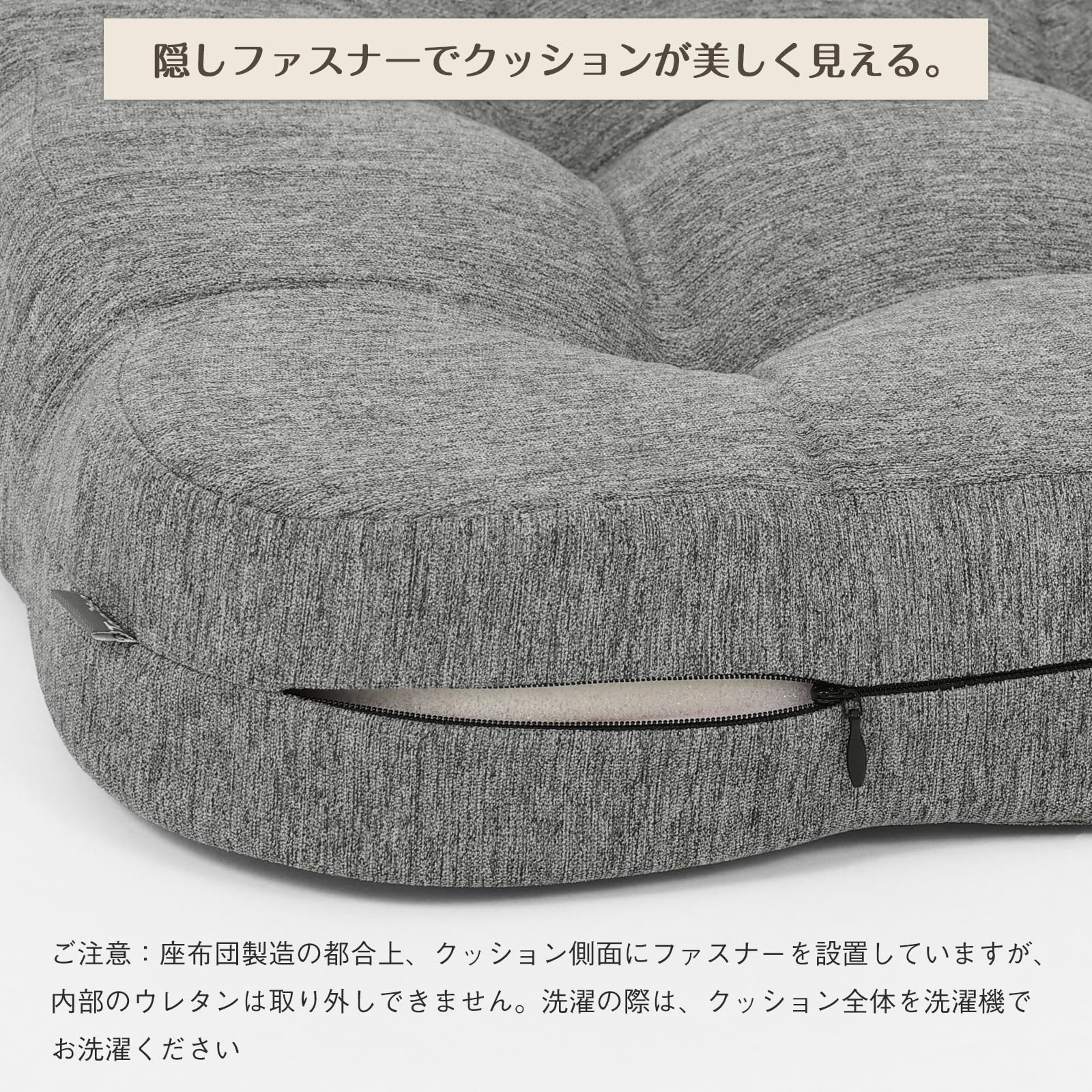 TanYoo 座布団 クッション 椅子クッション 厚め7.5cm 高反発座布団 二層構造 お尻が痛くならない 両面使えるざぶとん チェア用 フロア用 40cm角 (グレー ２枚セット)