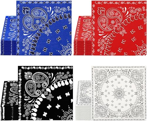 Teling 100 servilletas tipo bandana de 2 capas desechables con estampado de cachemira, para fiesta temática de vaquero occidental, cumpleaños, Rodeo
