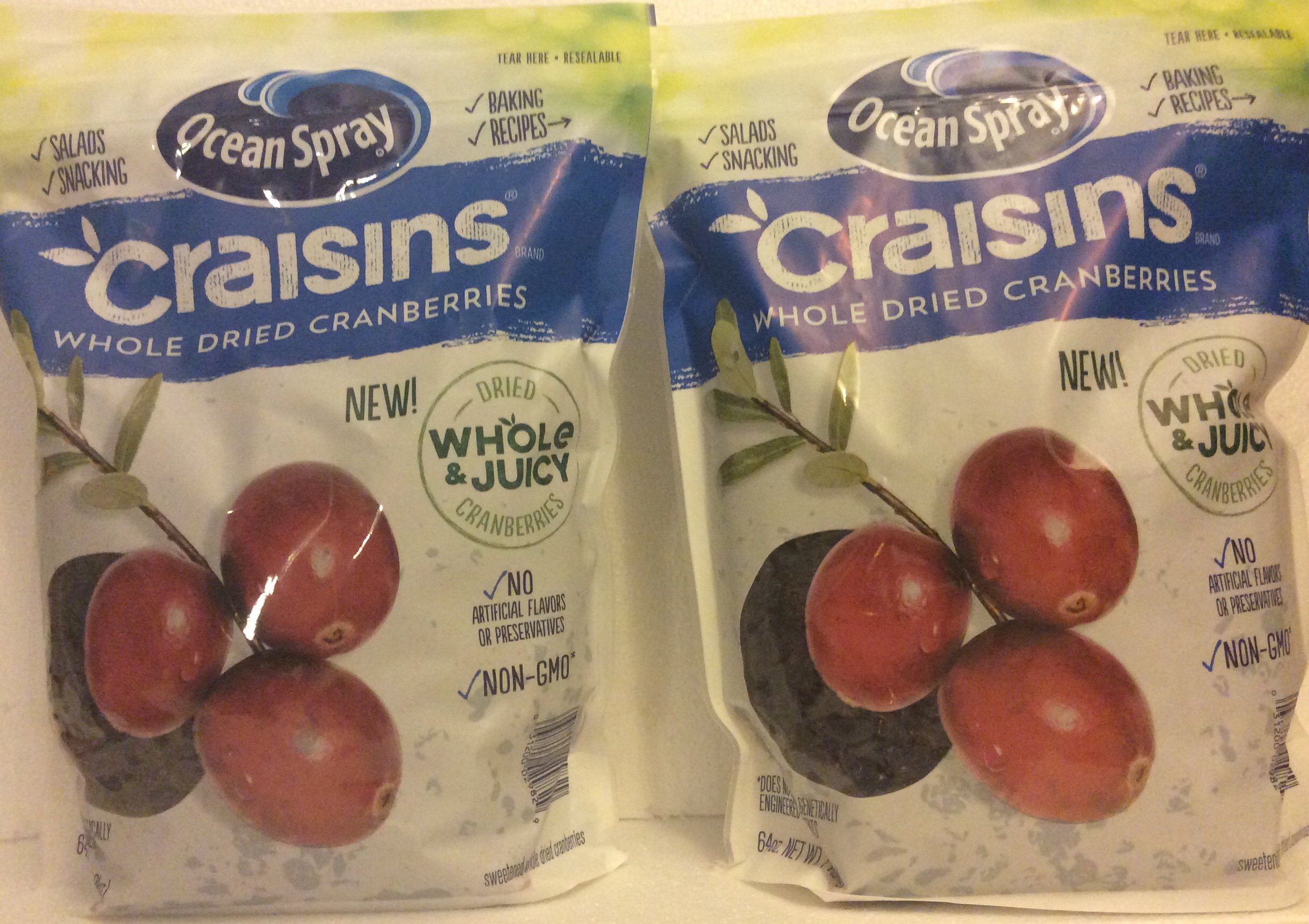 Ocean SprayCraisins, Whole Dried Cranberries, 64 Ounce (2 Pack)