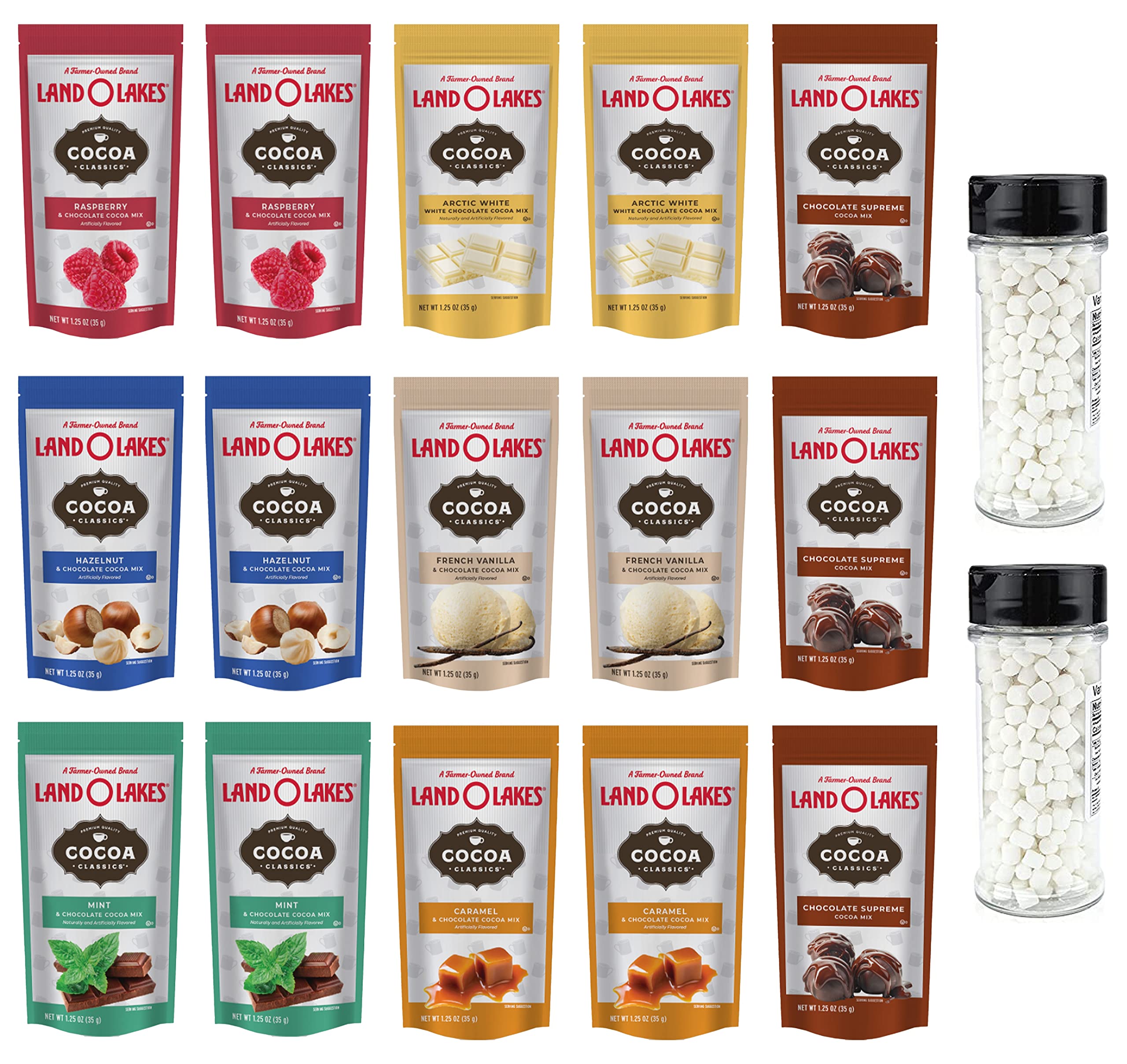 Land O'Lakes 7 -Different kind Hot Cocoa Mix Gift Basket - 60 Pieces - Gift Box for Family, Friends,