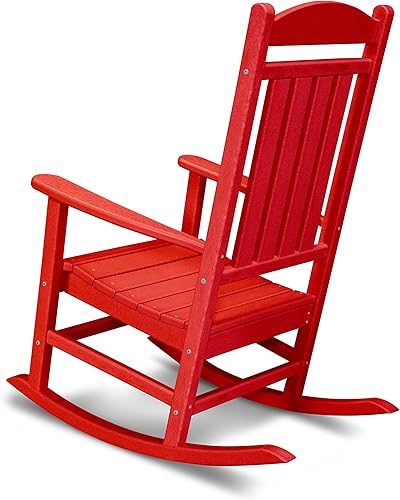 Miniatura 4 de POLYWOOD - Silla mecedora presidencial, para exteriores, color rojo atardecer, R100SR