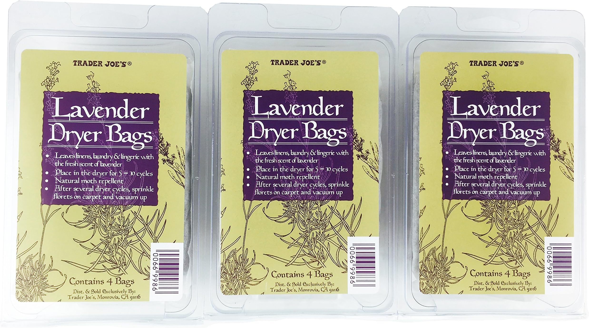 Trader Joes Lavender Dryer Bags (Pack of 3)