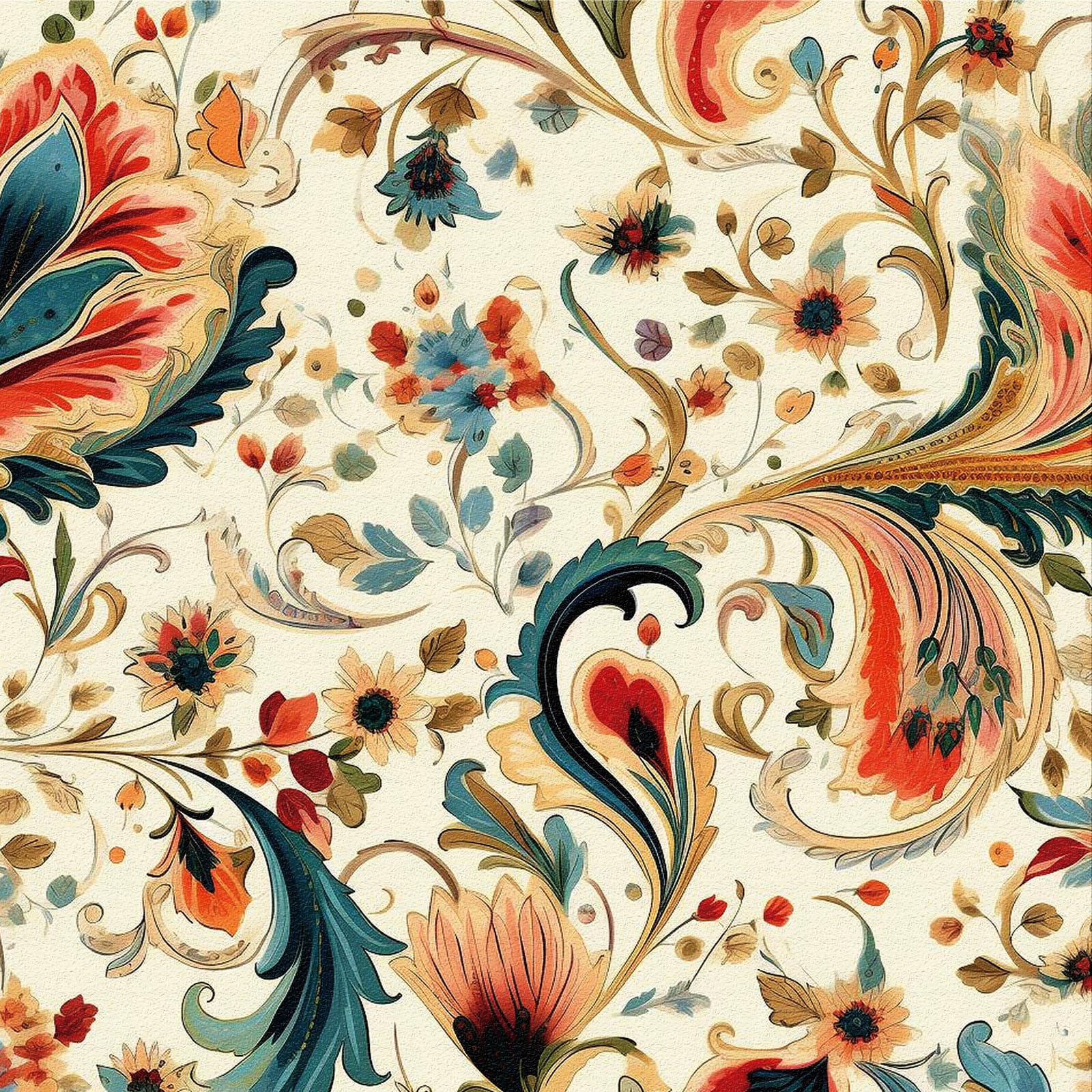 ICYEHAO Self Adhesive Wallpaper Boho,44 x 300cm Vintage Wallpaper Peel and Stick Floral Vine Beige Background Multicolored Floral Self Adhesive Wallpaper for Living Room Bedroom Wall Cabinets Decor โ image 1