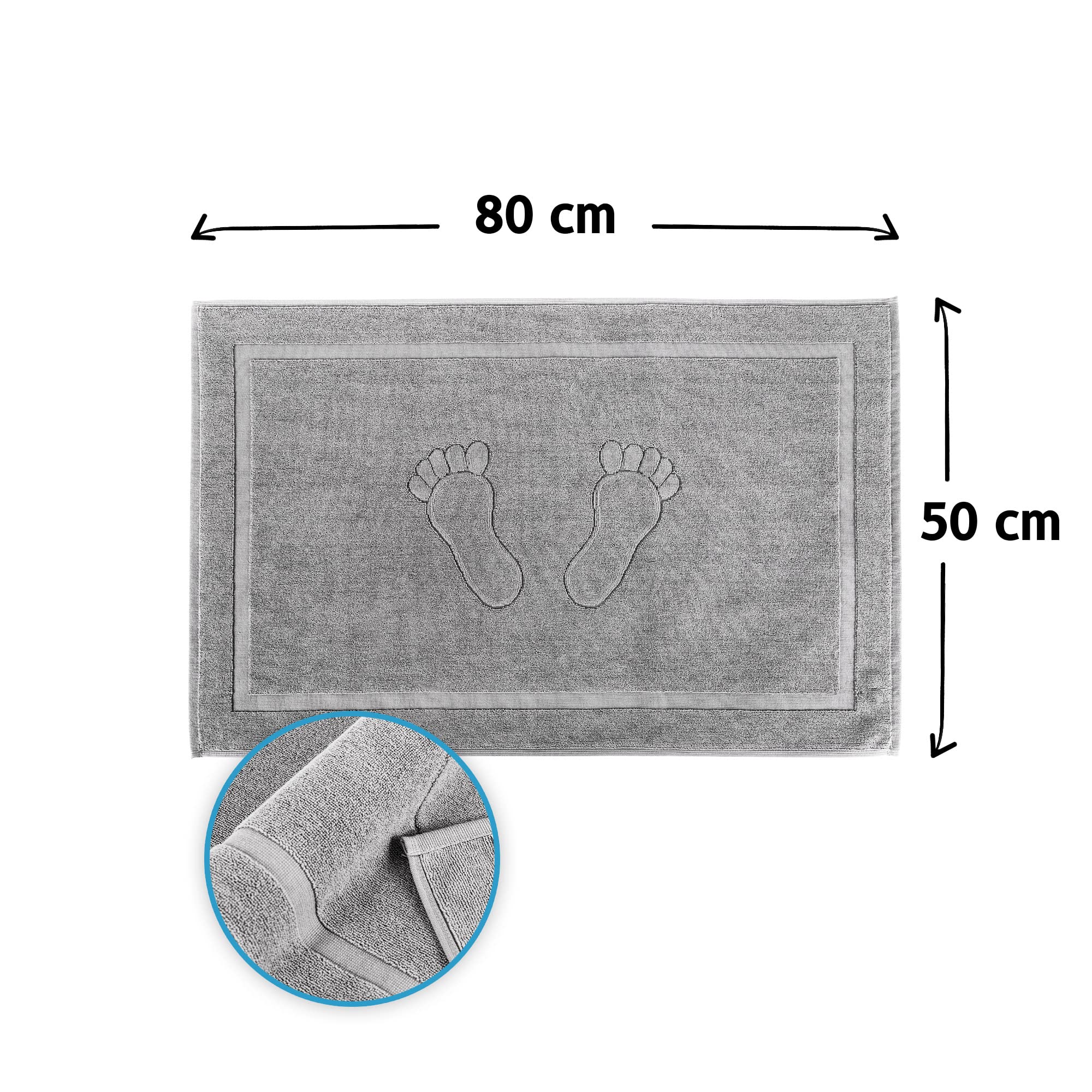 Image secondaire de Lot de 2 Tapis de Bain en Coton Absorbant - Gris Argenté 50x80 cm