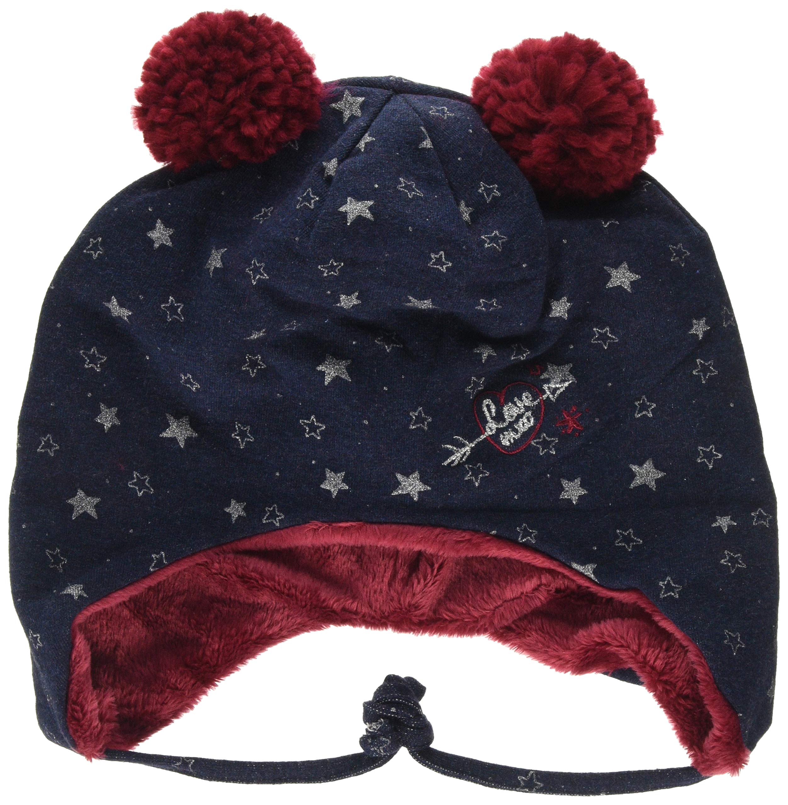 maximo Girl's Aus Sweat Mit Sternen Pompons Und Bindeband Hat, Blue (Navy/Richelieu 4806), 51, Blue (Navy/Richelieu 4806), 6 1/4