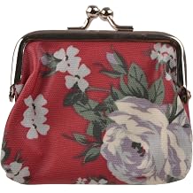 Leonardo Women's Vintage Rose Lined Clasp Coin Purse By Oil Cloth Teen Handy Onesize Red