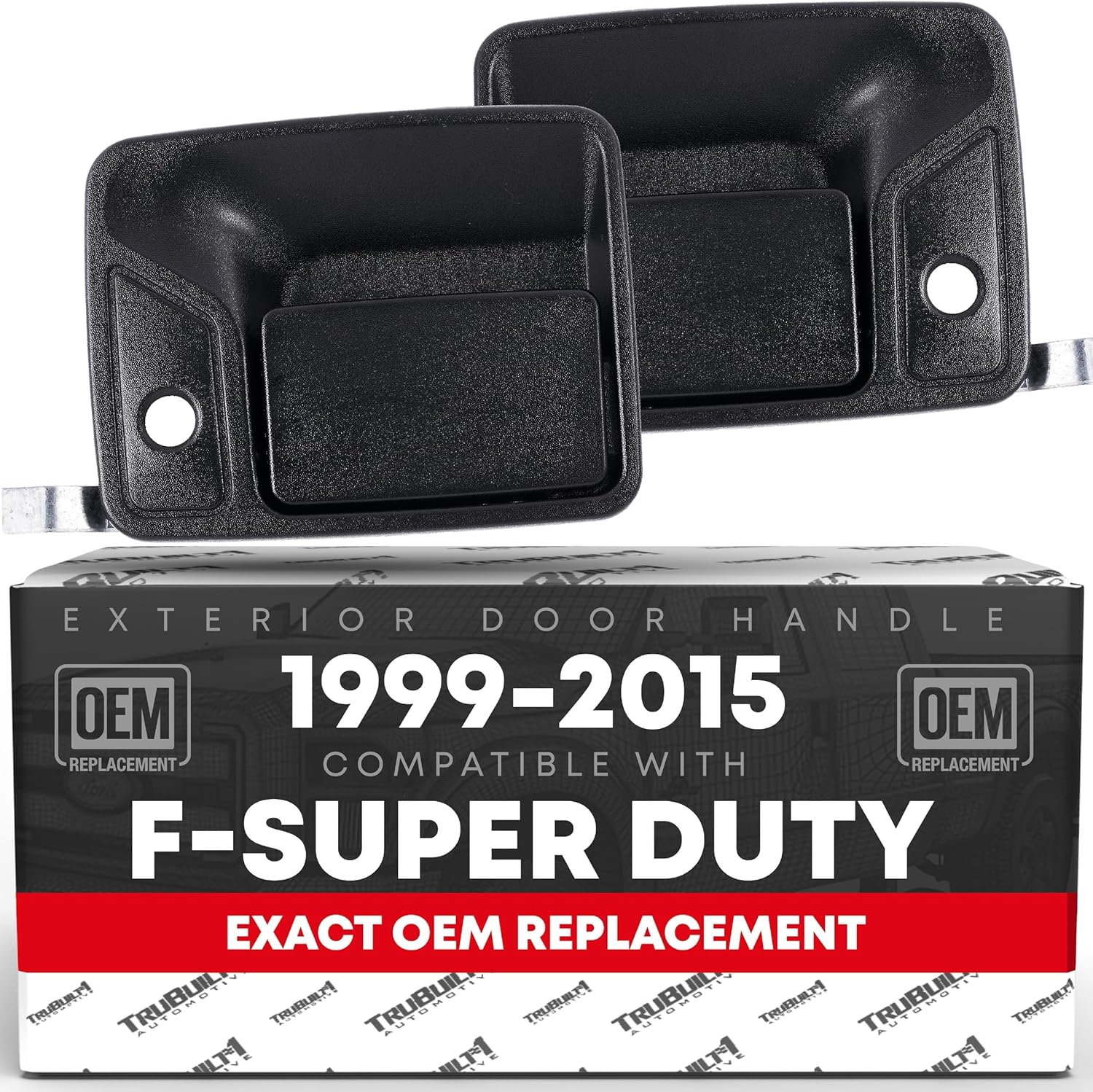 Exterior Front Driver & Passenger Door Handle - Compatible with 1999-2016 Ford F-250, F-350, F-450, F-550, F-650 Super Duty, 00-05 Excursion - Textured Black - OEM 4C3Z-3622405-AAA, 4C3Z-2522404-AAA