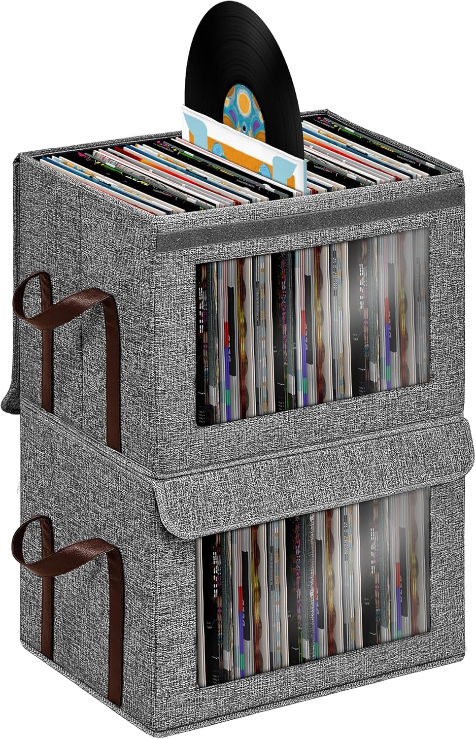 Hoyula 12 inch Vinyl Record Large Storage Box Organizer