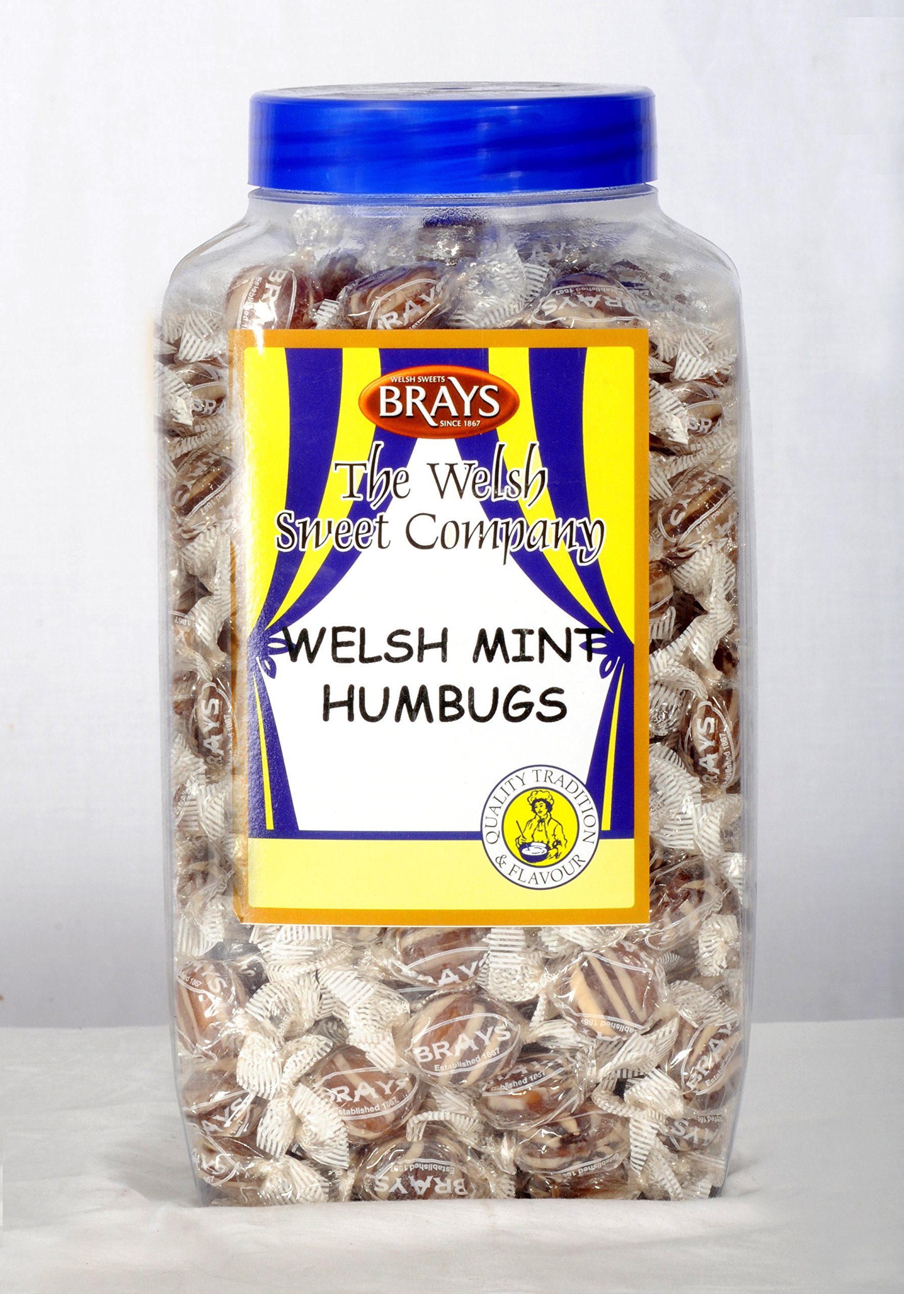 Brays Sweets Wrapped Welsh Mint Humbugs 2.5kg Jar