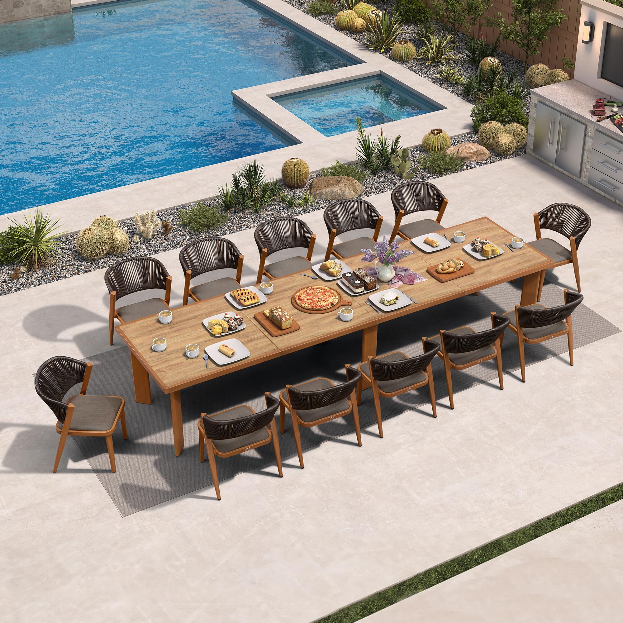 PURPLE LEAF Outdoor Dining Set with HPL Table