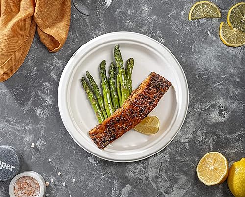 Miniatura 5 de Enviroware Platos blancos 100% compostables (125 unidades, 9 pulgadas) hechos de fibra de caña de azúcar 100% natural  Platos ecológicos