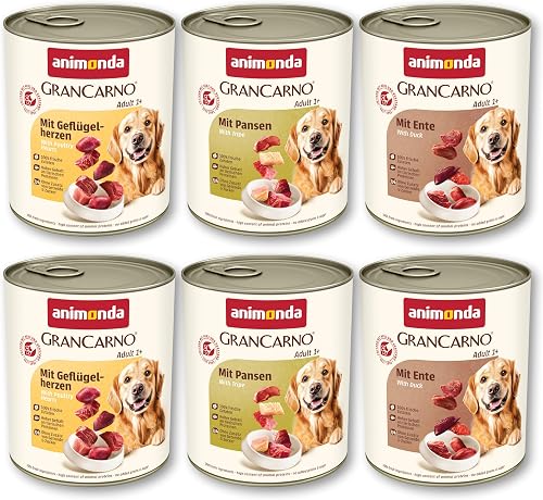 animonda Gran Carno Adult Dog Food, Wet Food for Adult Dogs, Mix 3, 6 x 800 g | Dog wet food for adult animals, wet food for dogs with fresh, meat ingredients, grain-free, variety mix