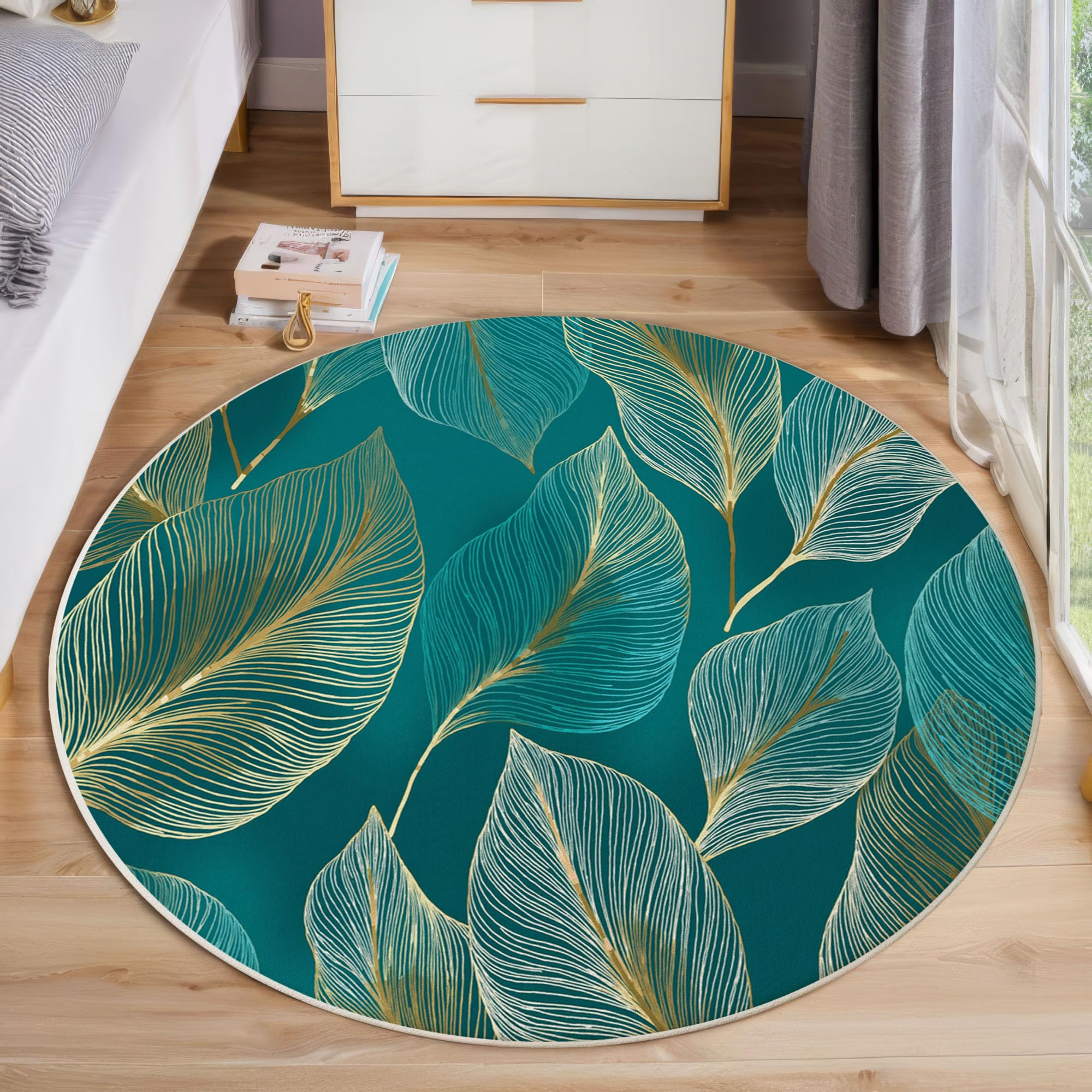 Tapis rond lavable 80cm antidérapant circulaire pour décorations intérieures