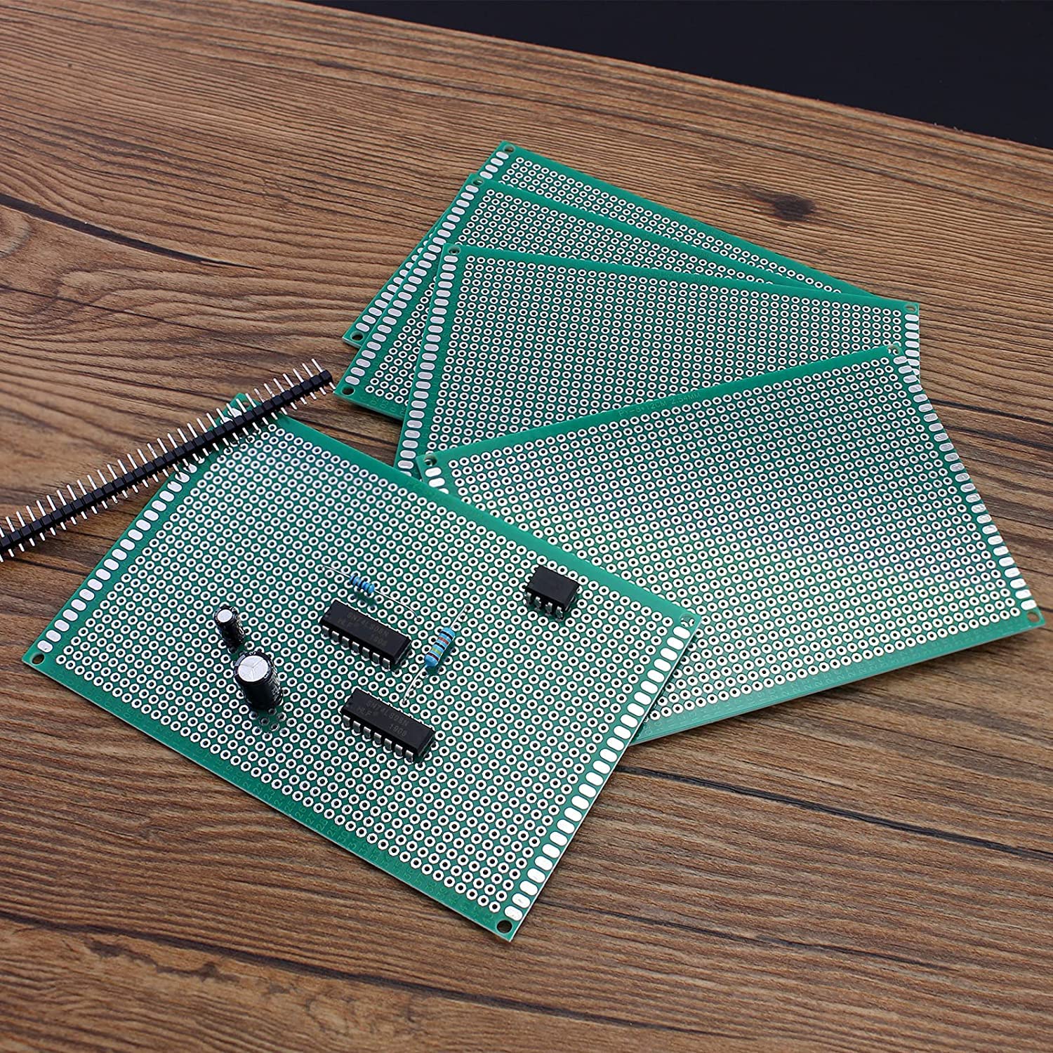 Heyiarbeit Dwustronna płytka PCB ocynowana otwory przelotowe uniwersalna płytka drukowana do samodzielnego lutowania projektów elektronicznych, 5 szt., 10 x 22 cm, obwód testowy