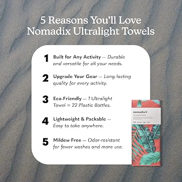 Nomadix Ultralight Towel - Quick Dry & Super Lightweight - Perfect As A Pack Towel to Save On Space - Made with Recycled Materials - Palms Coral - 30x54